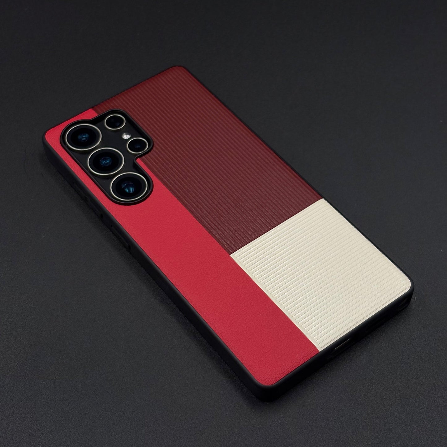 Color Block (Maroon, Red, White) Phone Case for Samsung Galaxy S25 Ultra | Textured Grip + Sleek Fit