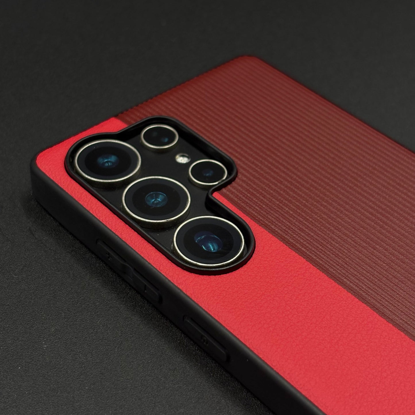 Color Block (Maroon, Red, White) Phone Case for Samsung Galaxy S25 Ultra | Textured Grip + Sleek Fit