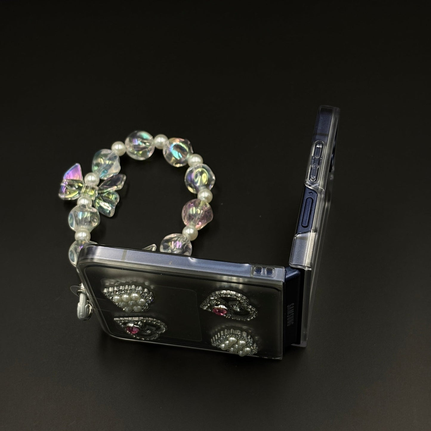 Heart Shape Rhinestone Diamond Case for Samsung Galaxy Z Flip 7 | Strap Holder & Charm Accessory