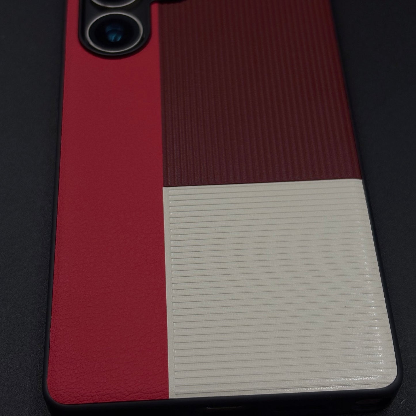 Color Block (Maroon, Red, White) Phone Case for Samsung Galaxy S25 Ultra | Textured Grip + Sleek Fit