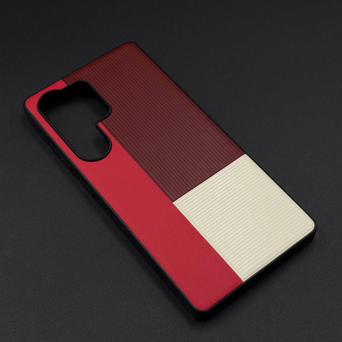 Color Block (Maroon, Red, White) Phone Case for Samsung Galaxy S25 Ultra | Textured Grip + Sleek Fit