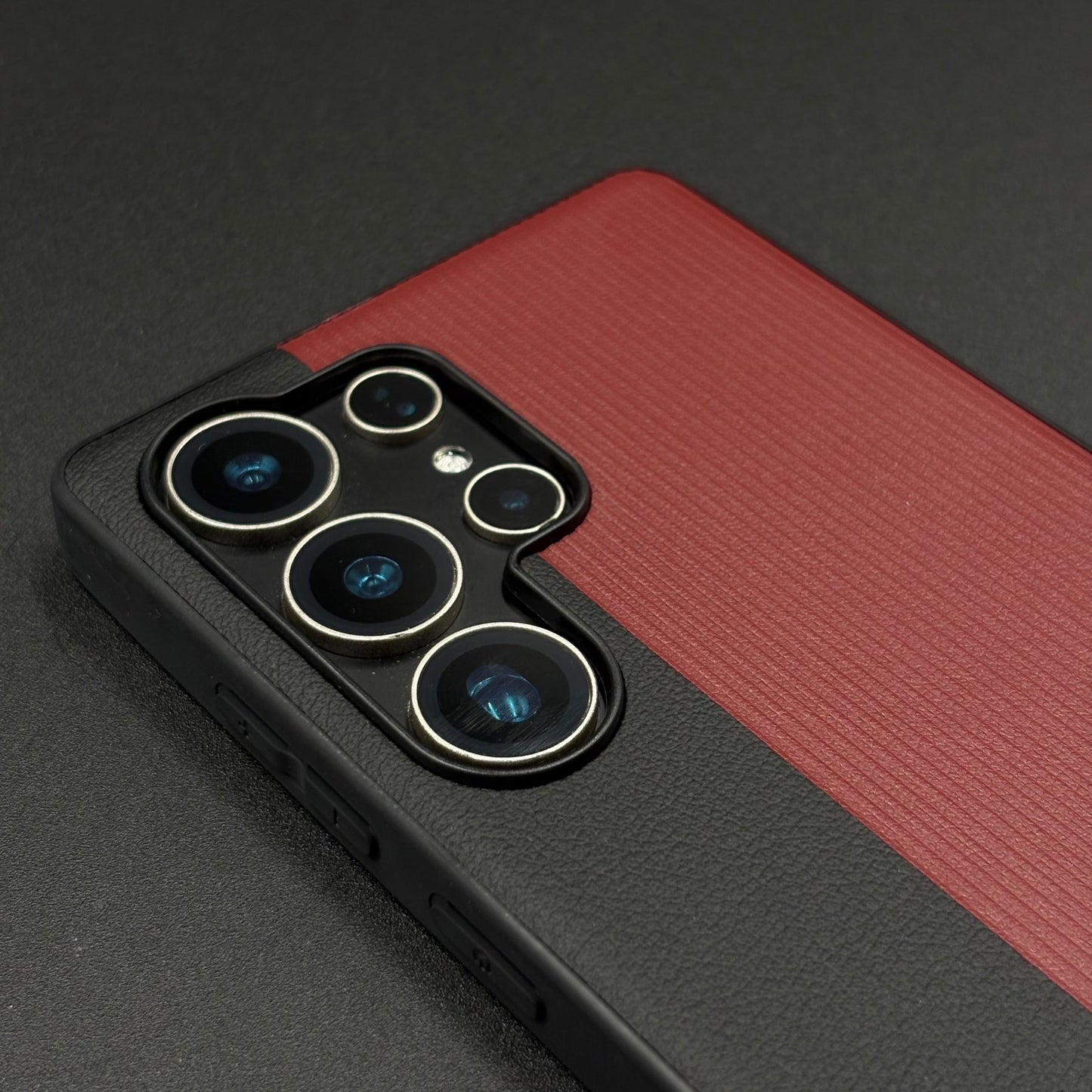 Color Block (Maroon, Black, White) Phone Case for Samsung Galaxy S25 Ultra | Textured Grip + Sleek Fit