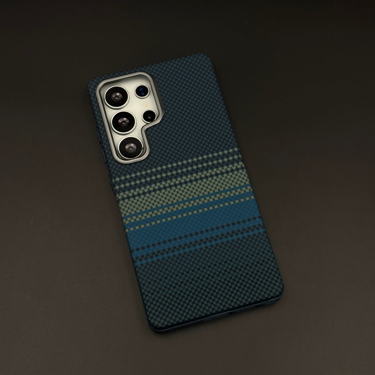 2-in-1 Detachable Magnetic Ocean Blue Stripe Case for Samsung Galaxy S24 Ultra | Transparent Shell & Design Plate