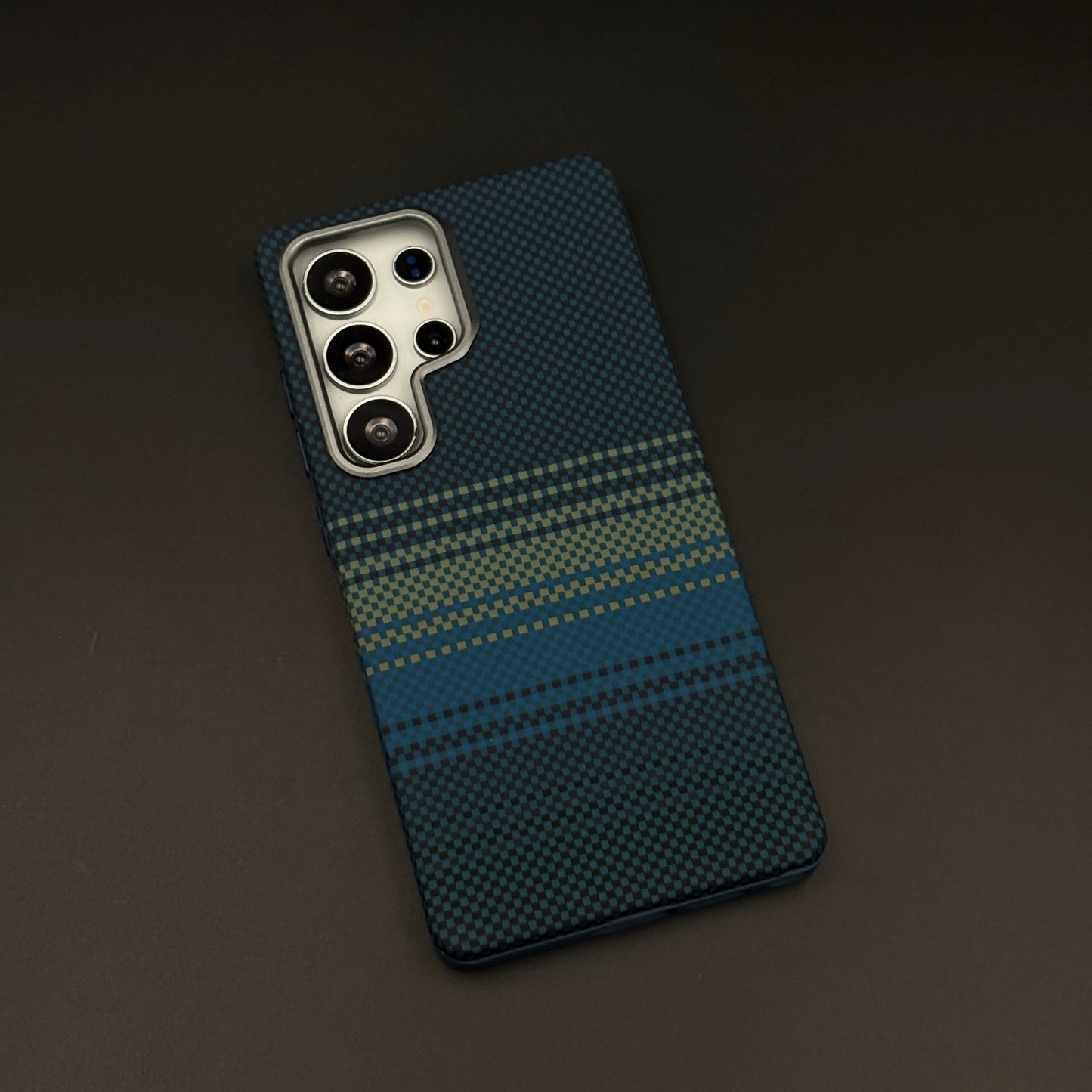 2-in-1 Detachable Magnetic Ocean Blue Stripe Case for Samsung Galaxy S24 Ultra | Transparent Shell & Design Plate