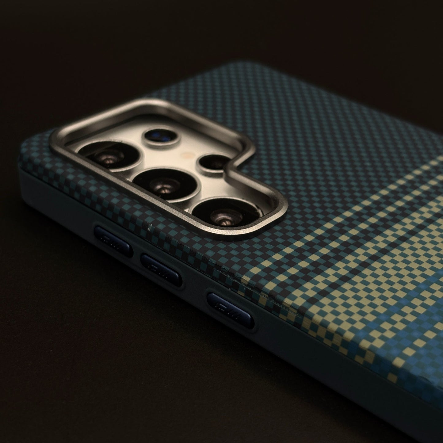 2-in-1 Detachable Magnetic Ocean Blue Stripe Case for Samsung Galaxy S24 Ultra | Transparent Shell & Design Plate