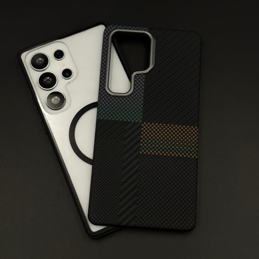 2-in-1 Detachable Magnetic Graphite Mosaic Case for Samsung Galaxy S25 Ultra | Transparent Shell & Design Plate