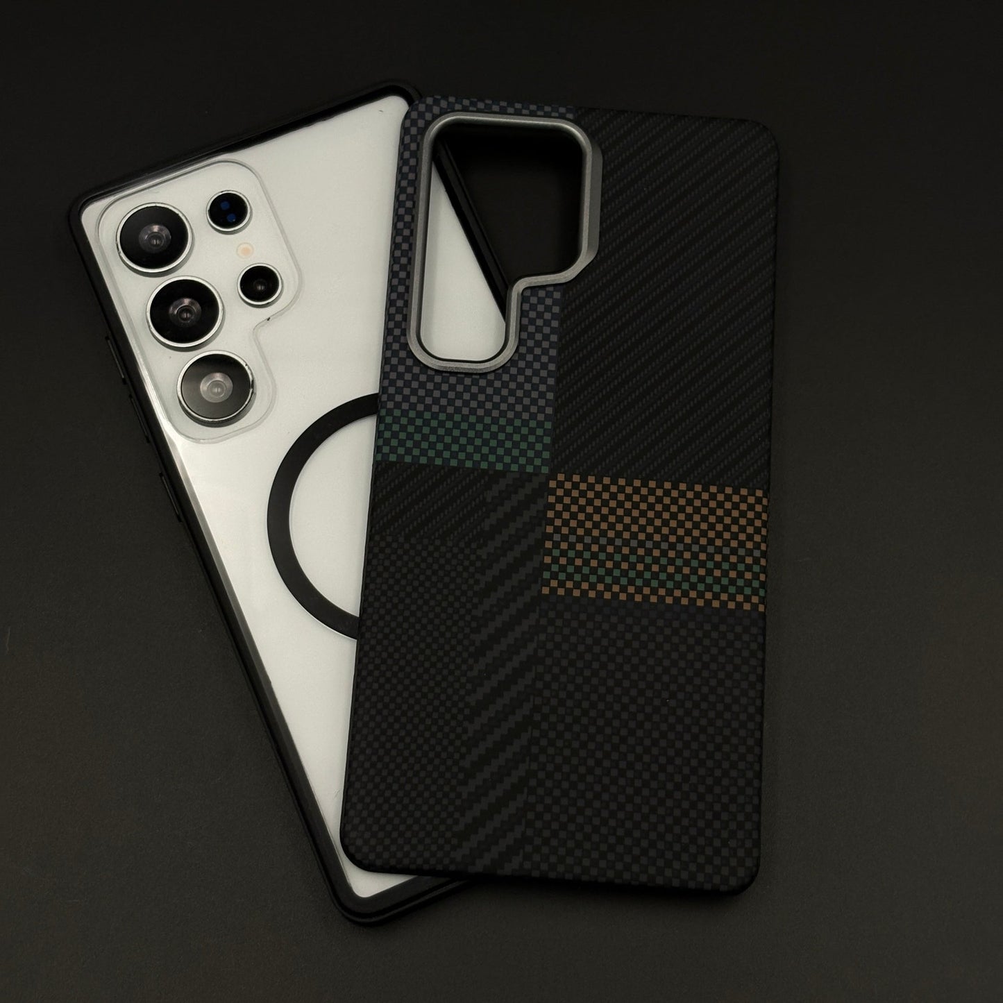 2-in-1 Detachable Magnetic Graphite Mosaic Case for Samsung Galaxy S24 Ultra | Transparent Shell & Design Plate