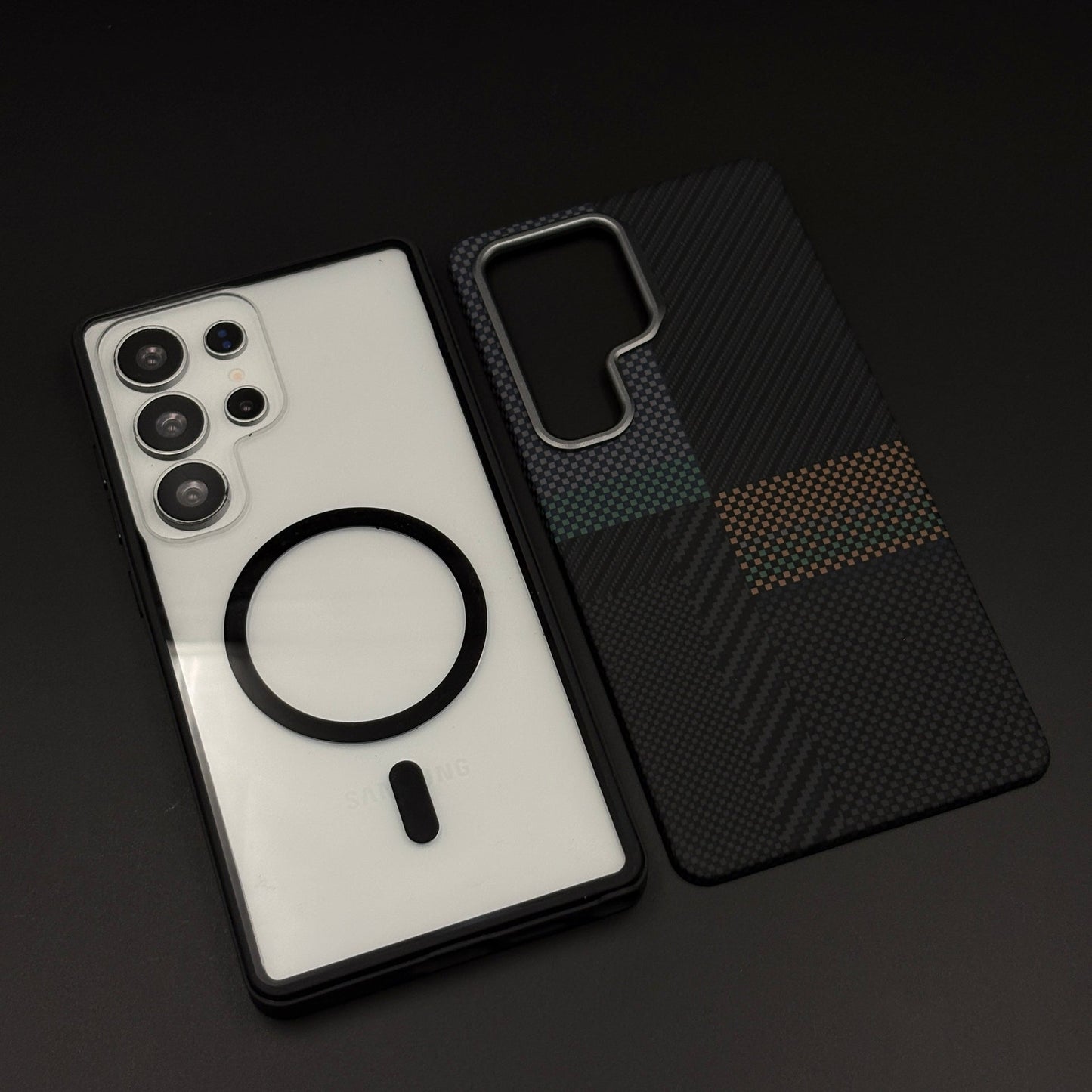 2-in-1 Detachable Magnetic Graphite Mosaic Case for Samsung Galaxy S24 Ultra | Transparent Shell & Design Plate