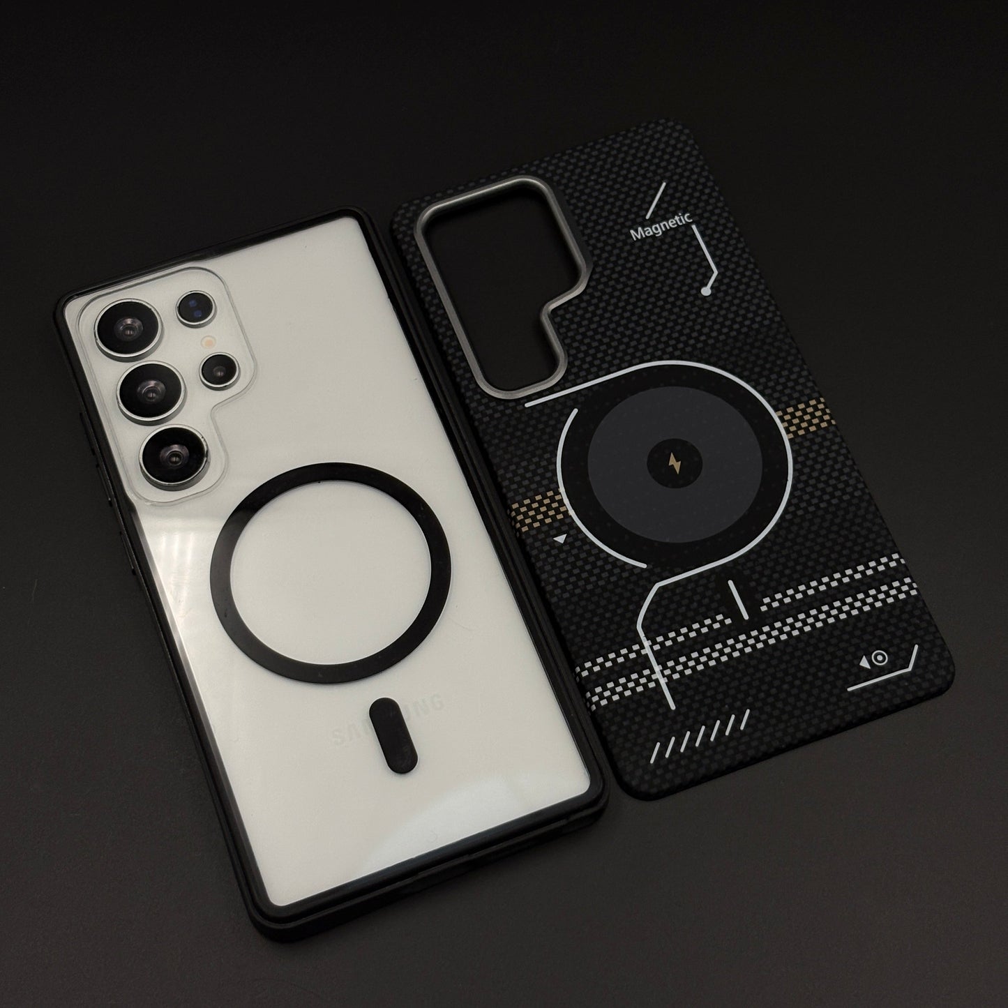 2-in-1 Detachable Magnetic Tech Circuit Case for Samsung Galaxy S25 Ultra | Transparent Shell & Design Plate
