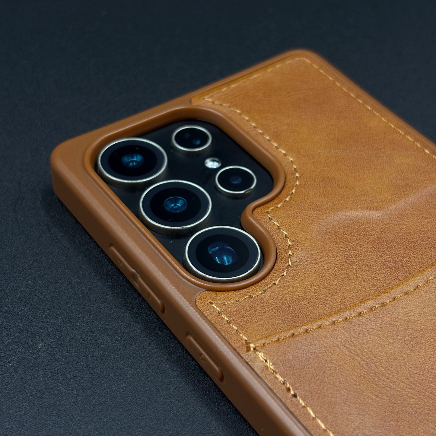 Premium PU Leather Stitch Phone Case for Samsung Galaxy S25 Ultra | Slim Fit with a Wallet/Card Holder