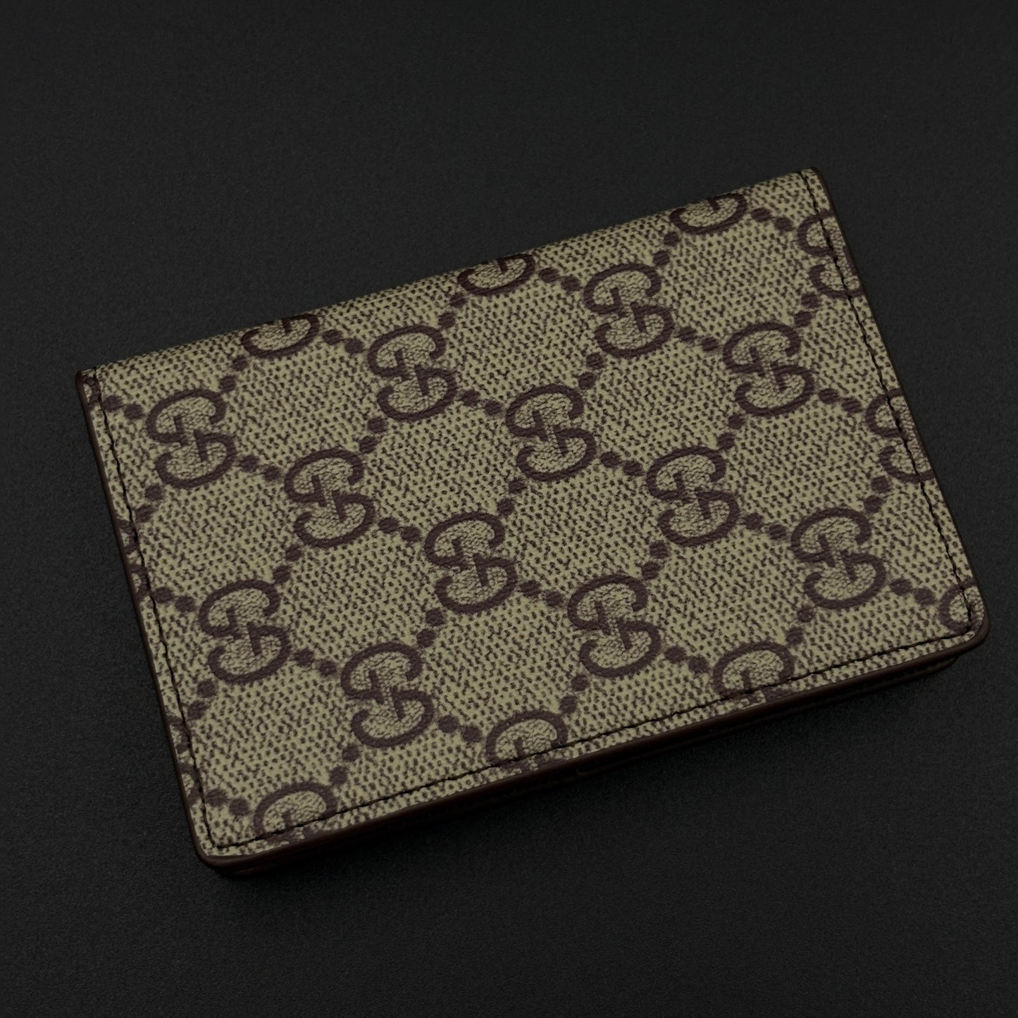 GG Monogram Card Holder Wallet with Web Stripe Strap with Box