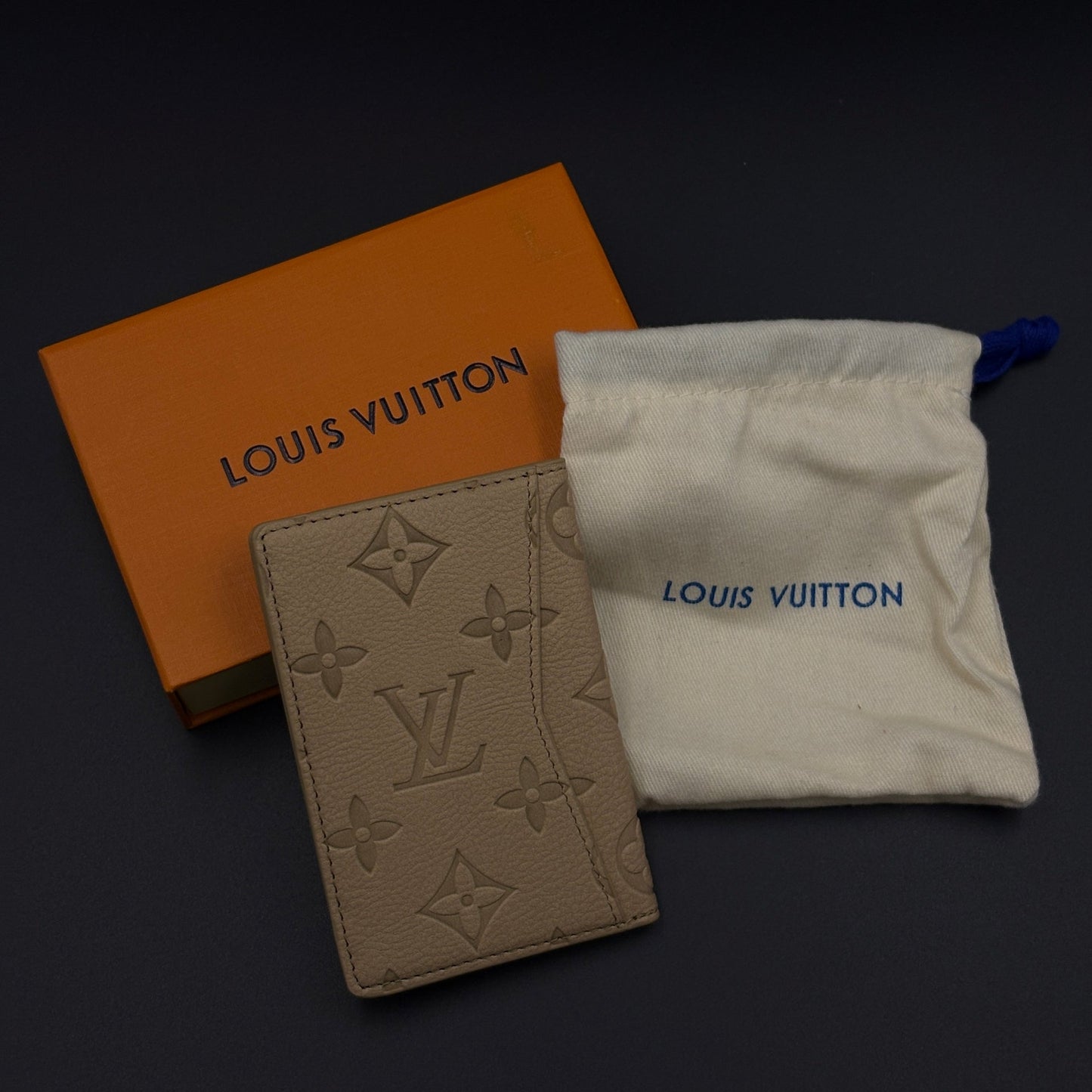 Luxury Fashion Brand Monogram 2-Sided Card Holder Leather Wallet with Box