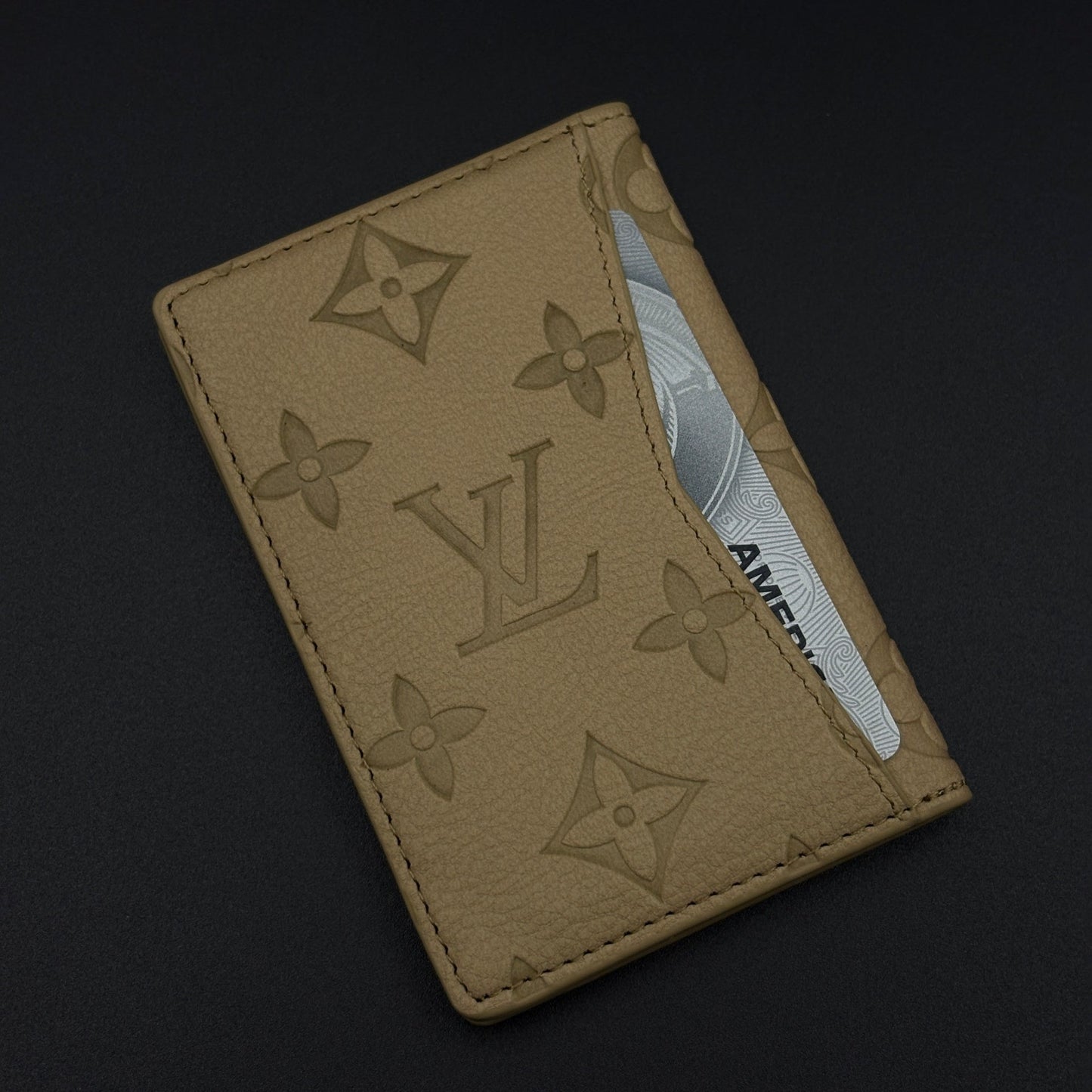 Luxury Fashion Brand Monogram 2-Sided Card Holder Leather Wallet with Box