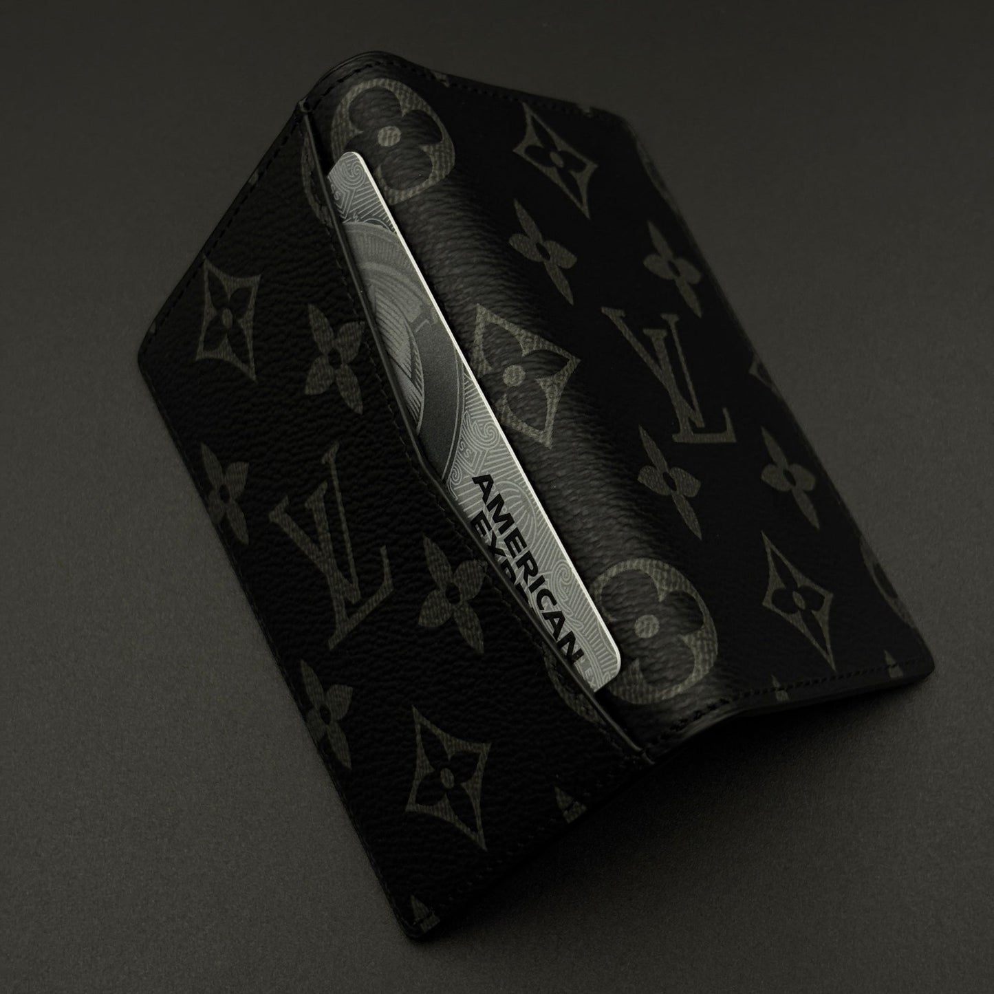 Luxury Fashion Brand Monogram 2-Sided Card Holder Leather Wallet with Box
