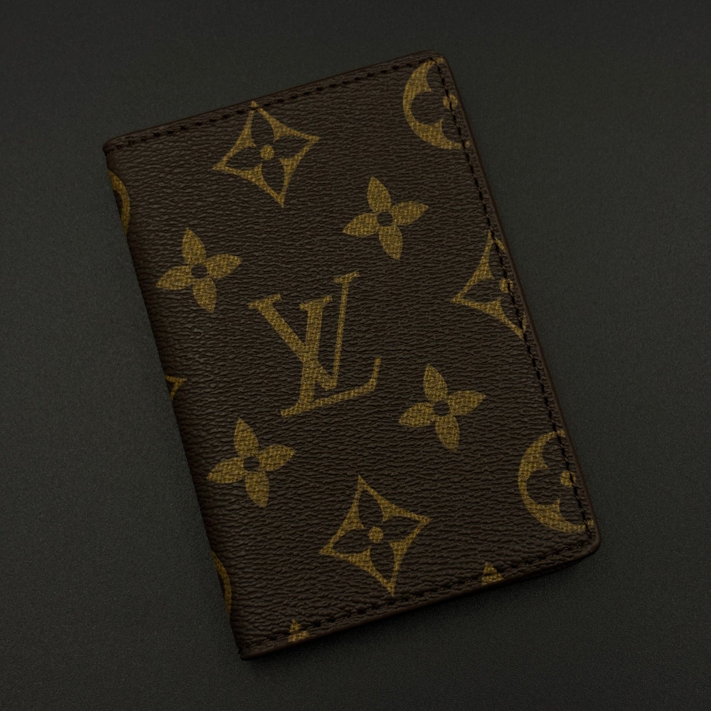 Luxury Fashion Brand Monogram 2-Sided Card Holder Leather Wallet with Box