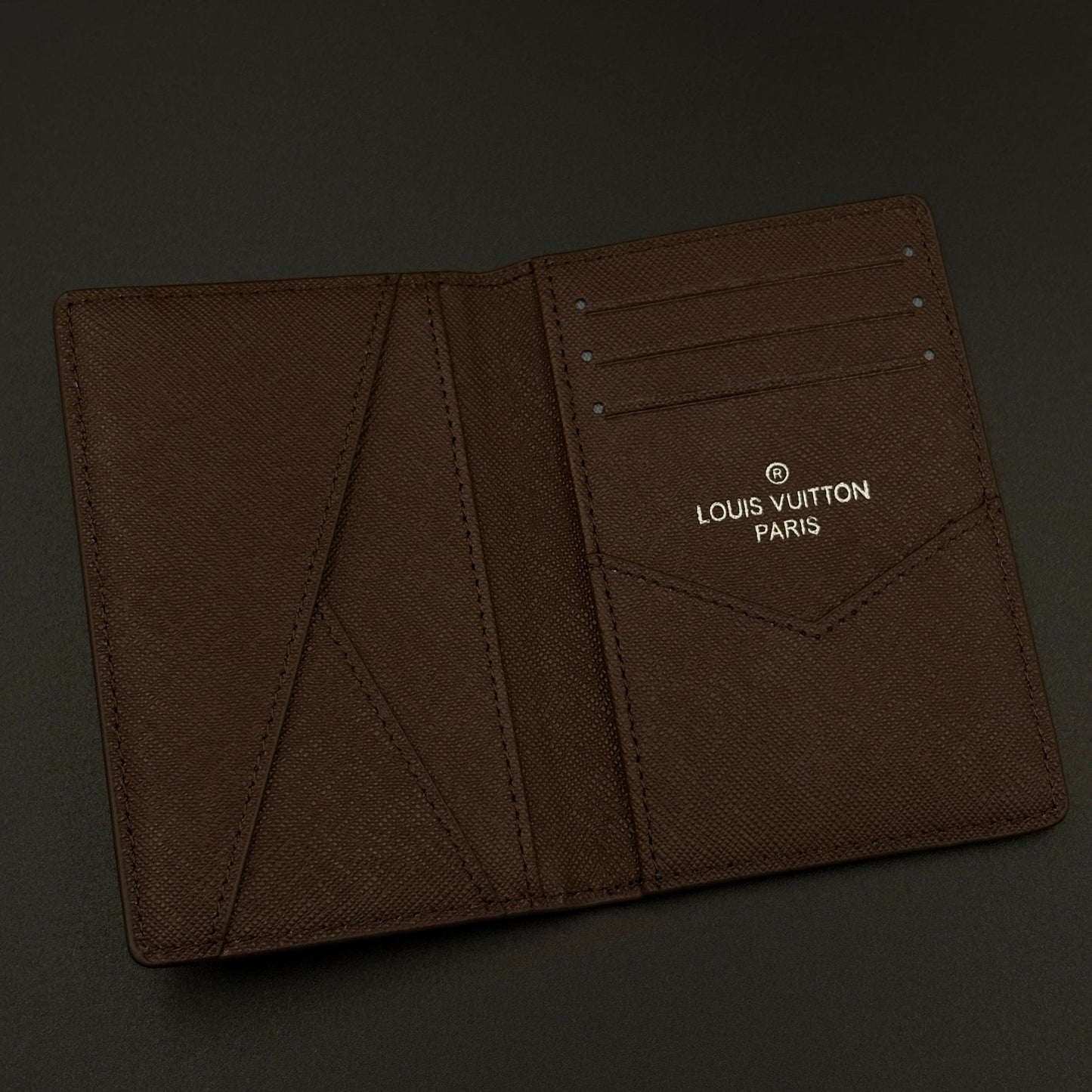 Luxury Fashion Brand Monogram 2-Sided Card Holder Leather Wallet with Box