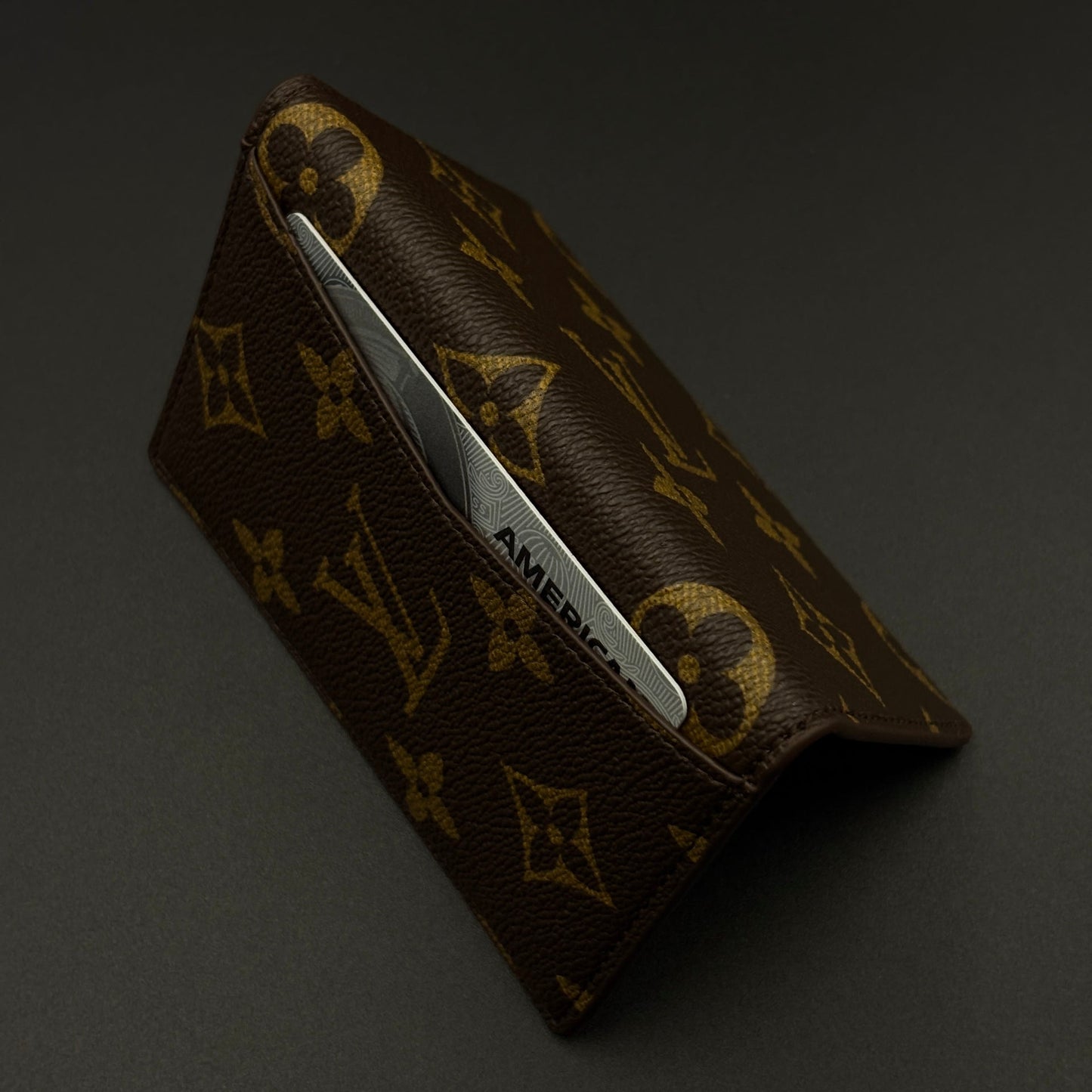 Luxury Fashion Brand Monogram 2-Sided Card Holder Leather Wallet with Box