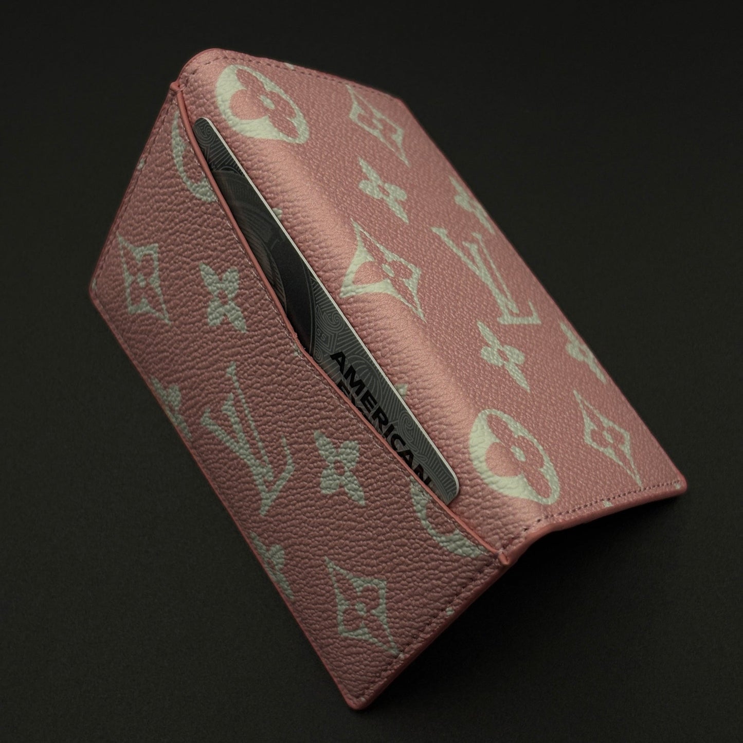 Luxury Fashion Brand Monogram 2-Sided Card Holder Leather Wallet with Box