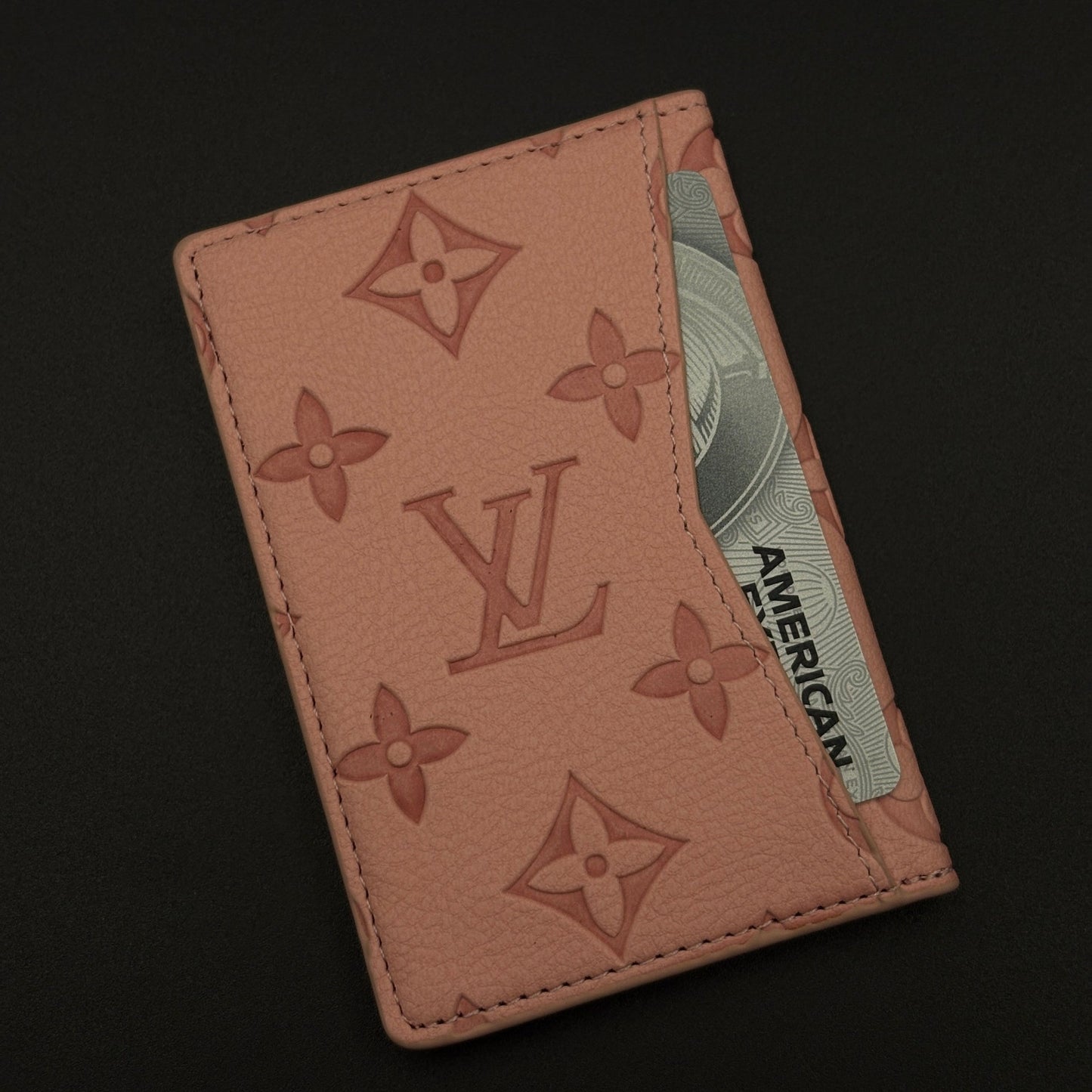 Luxury Fashion Brand Monogram 2-Sided Card Holder Leather Wallet with Box