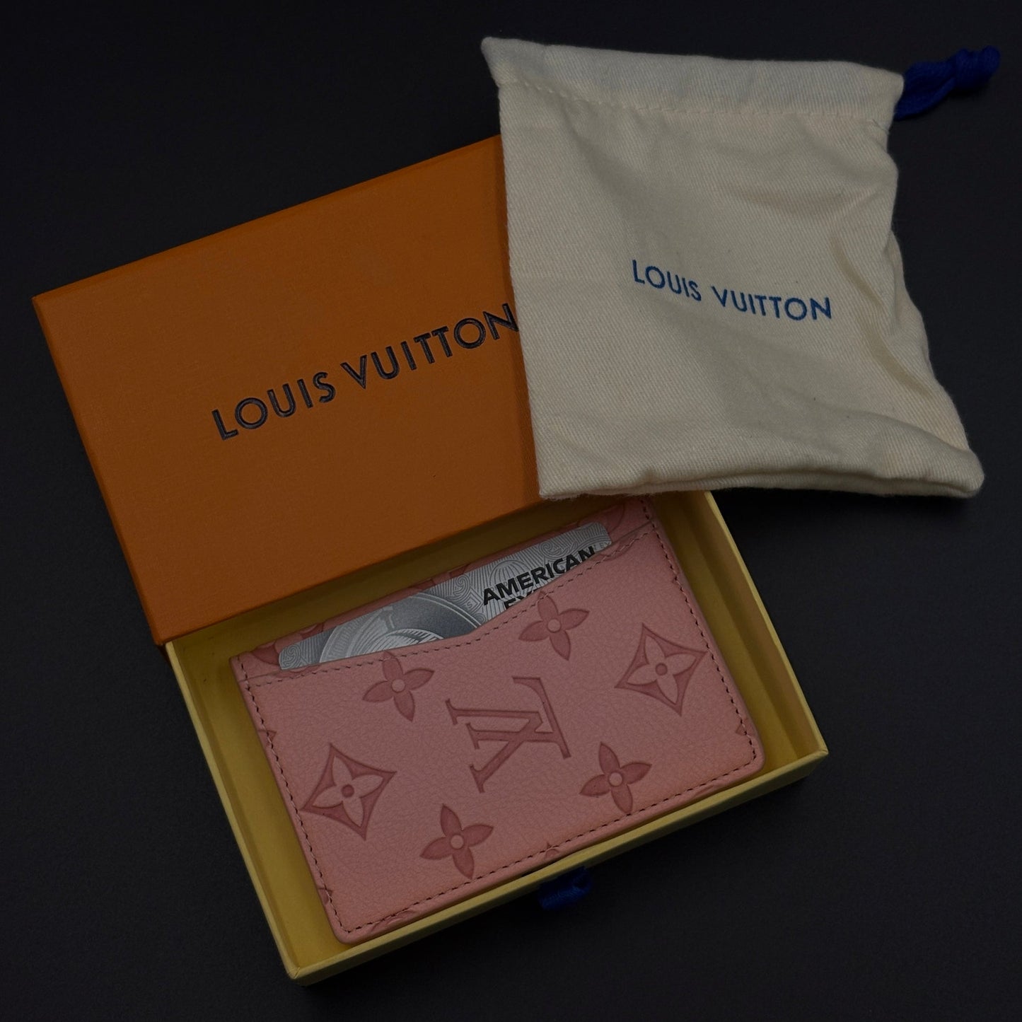 Luxury Fashion Brand Monogram 2-Sided Card Holder Leather Wallet with Box