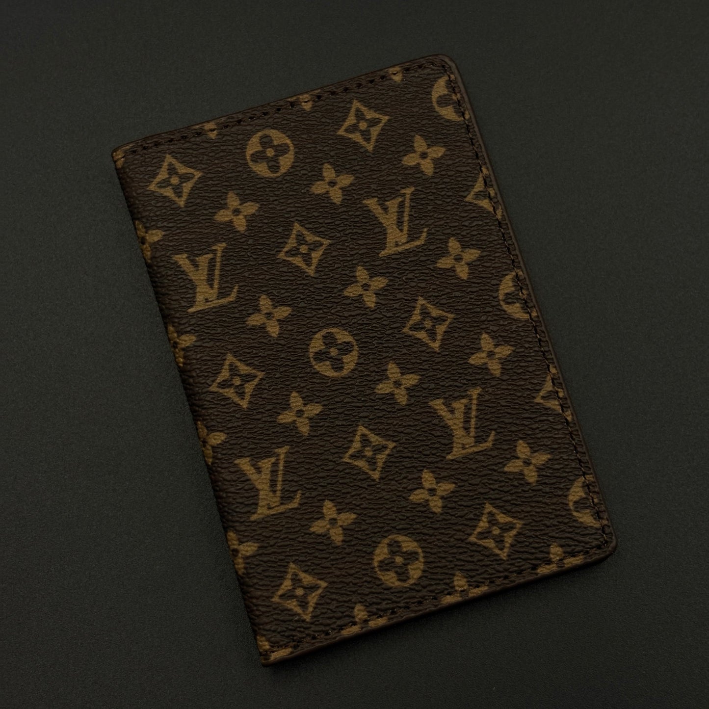 Luxury Fashion Brand Monogram 2-Sided Card Holder Leather Wallet with Box