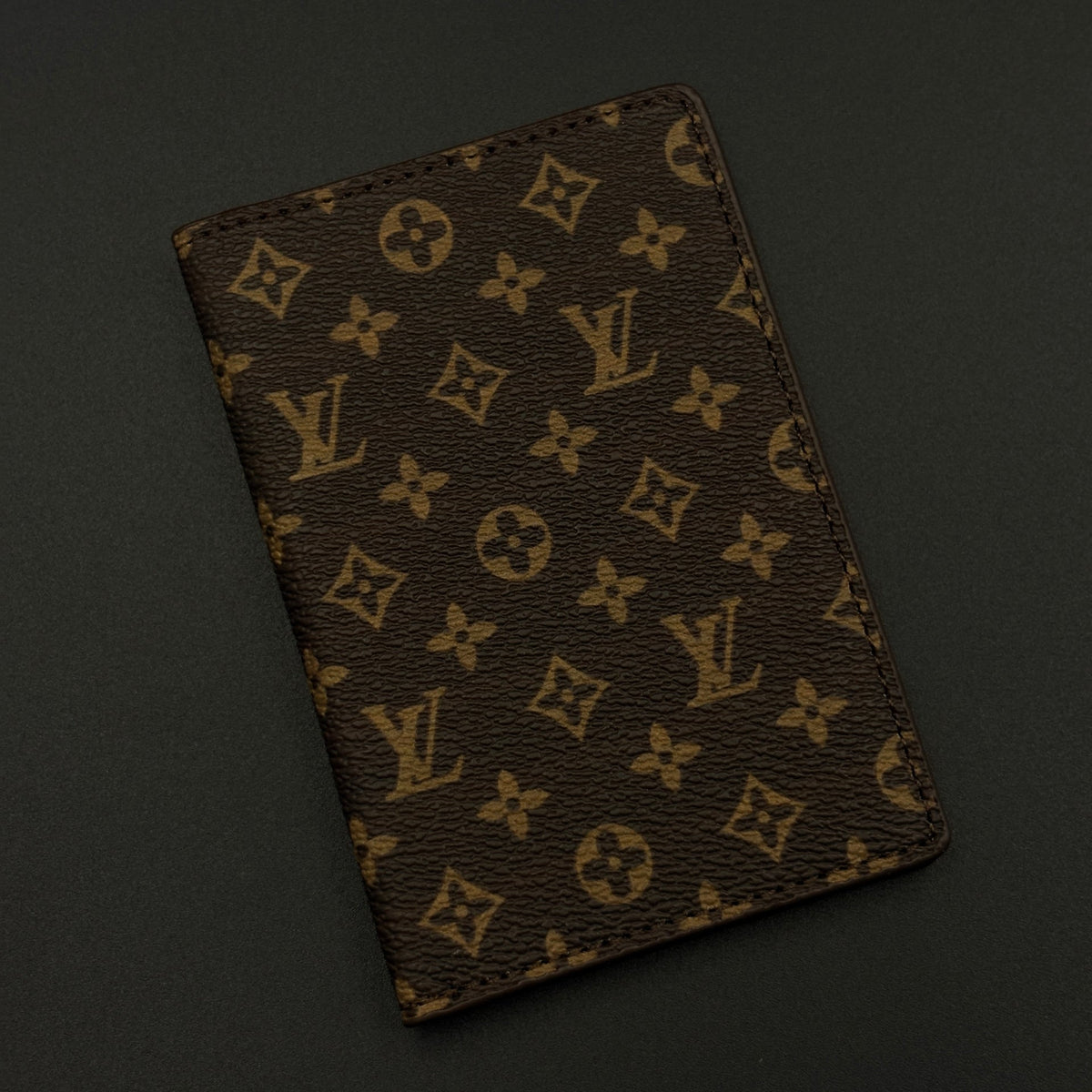 Luxury Fashion Brand Monogram 2-Sided Card Holder Leather Wallet with Box