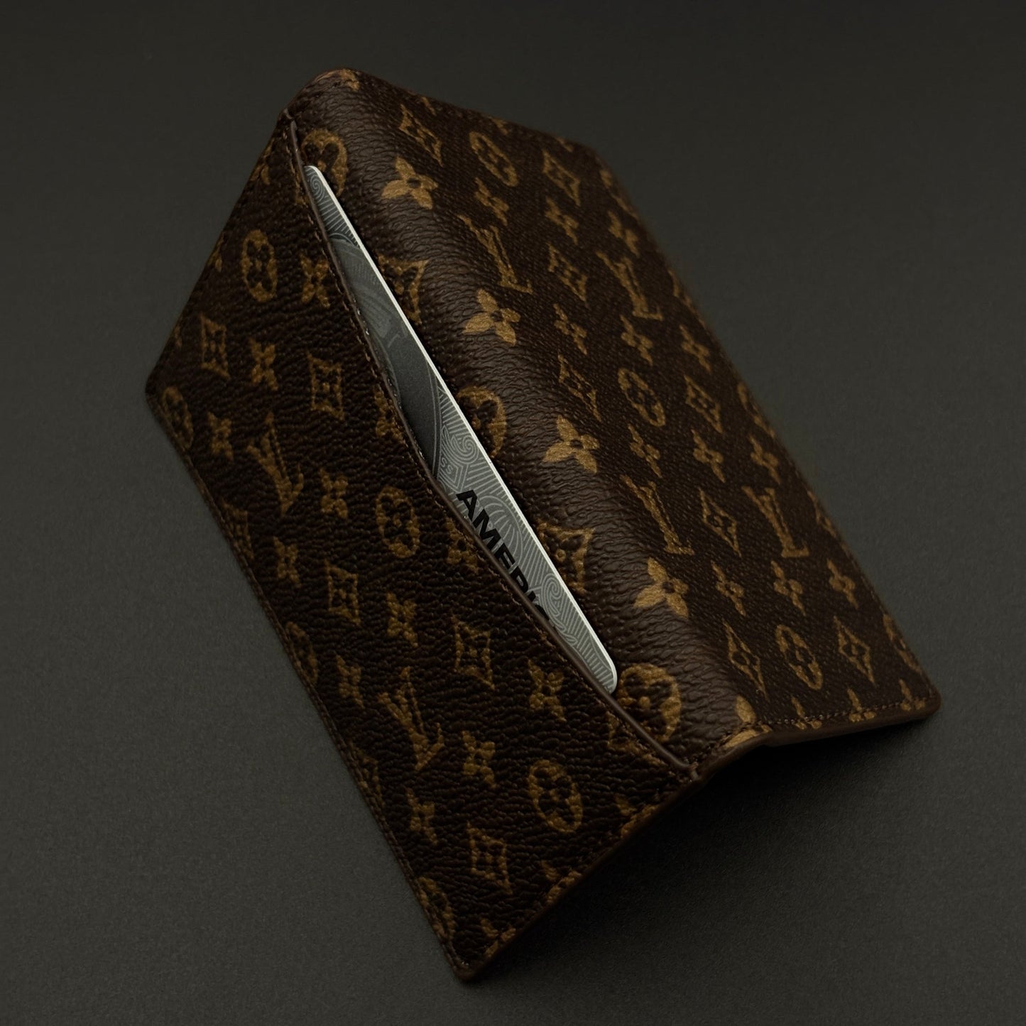 Luxury Fashion Brand Monogram 2-Sided Card Holder Leather Wallet with Box
