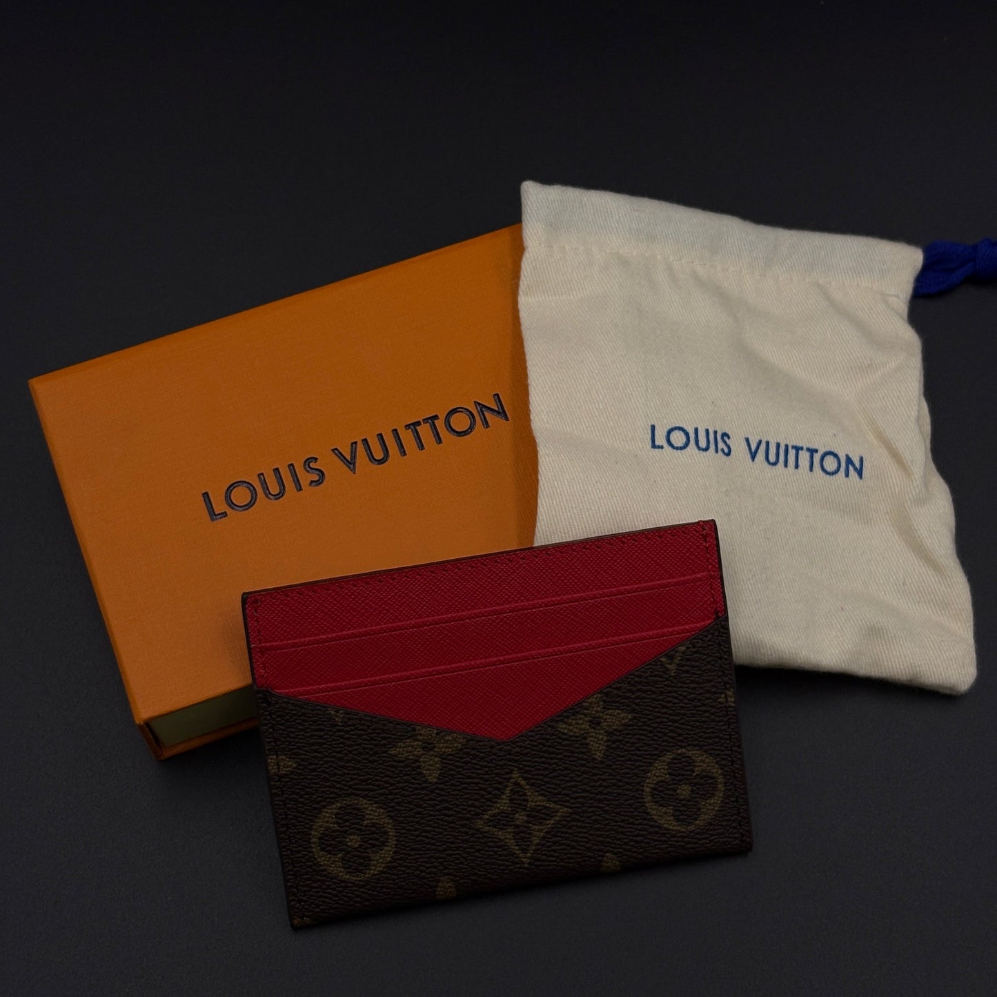 Luxury Fashion Brand Monogram 2-Sided Card Holder Wallet with Box