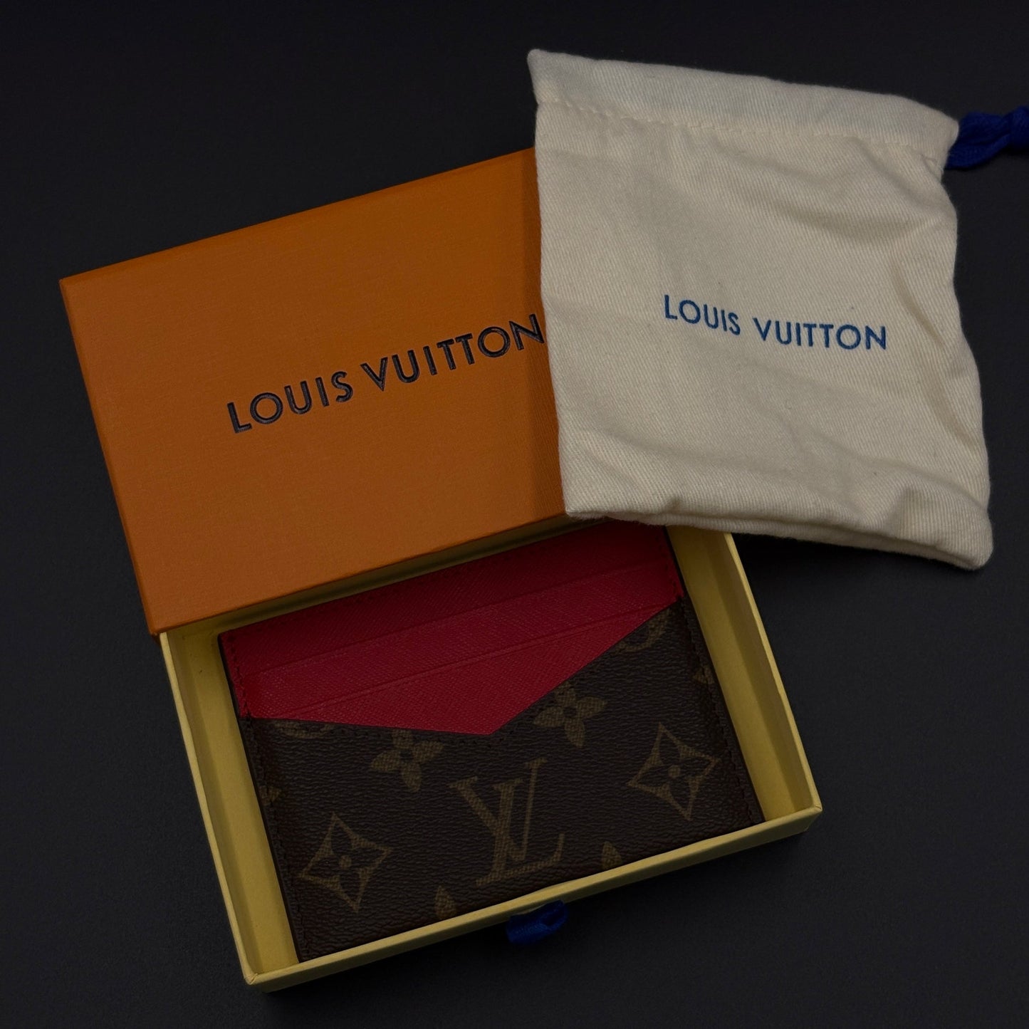 Luxury Fashion Brand Monogram 2-Sided Card Holder Wallet with Box