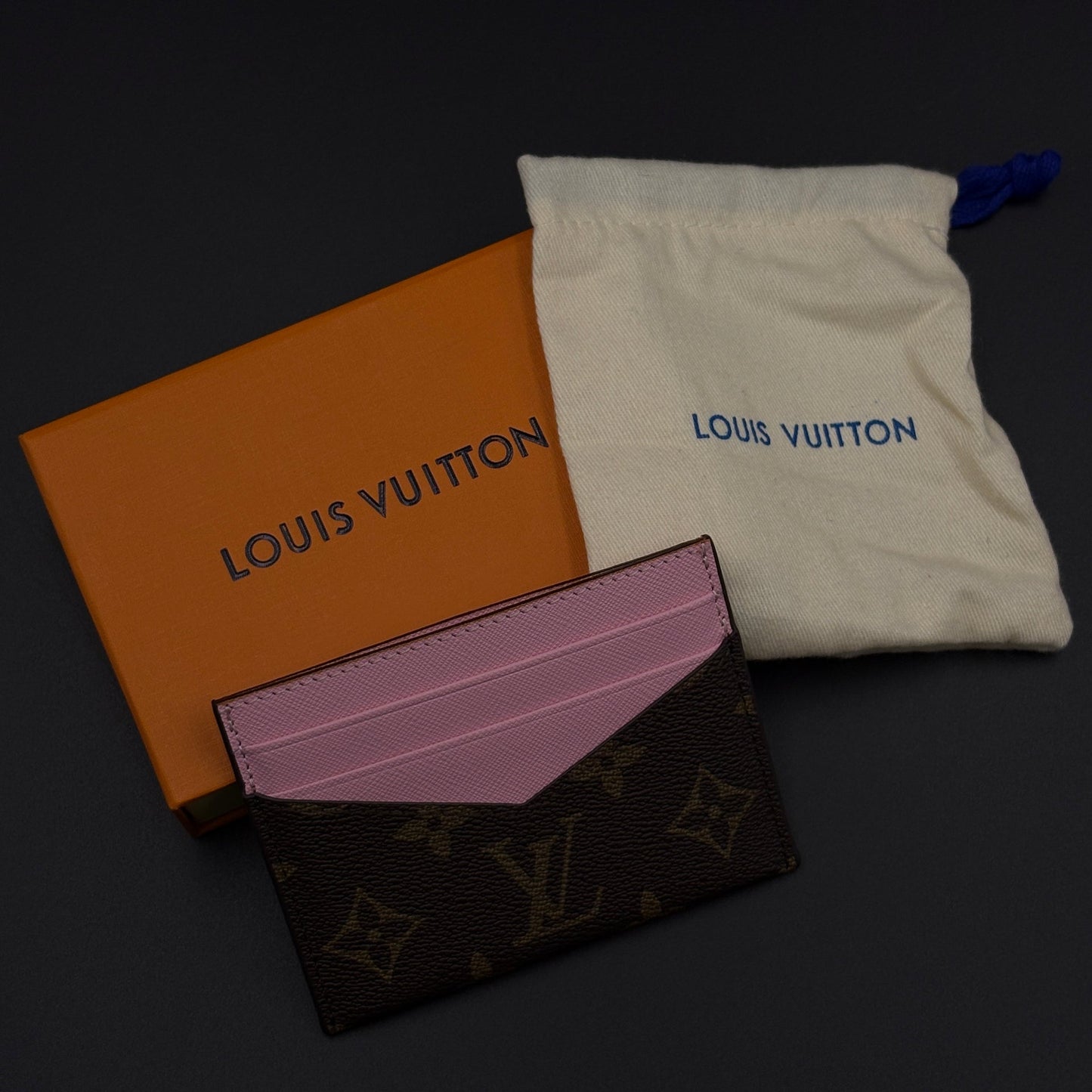 Luxury Fashion Brand Monogram 2-Sided Card Holder Wallet with Box