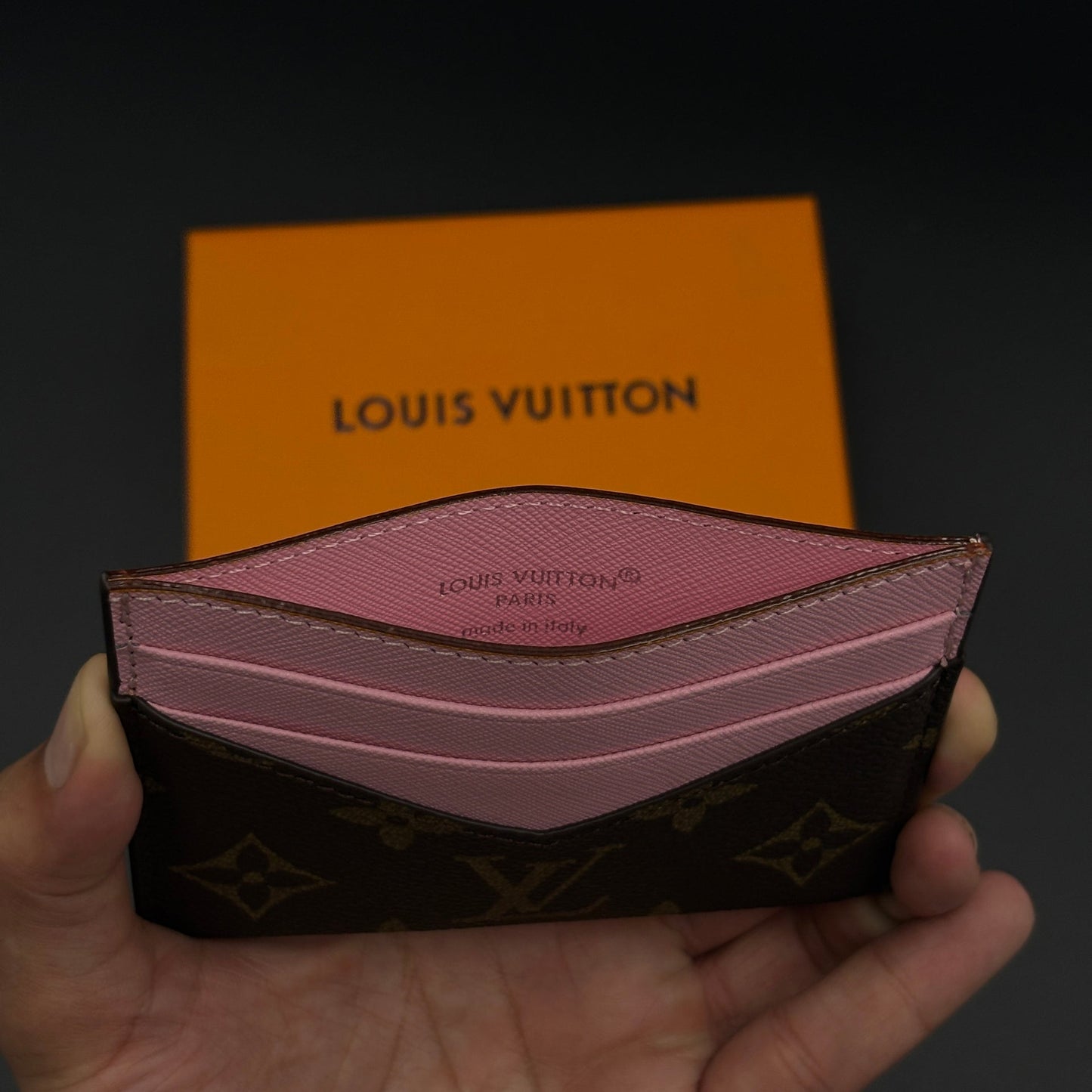 Luxury Fashion Brand Monogram 2-Sided Card Holder Wallet with Box