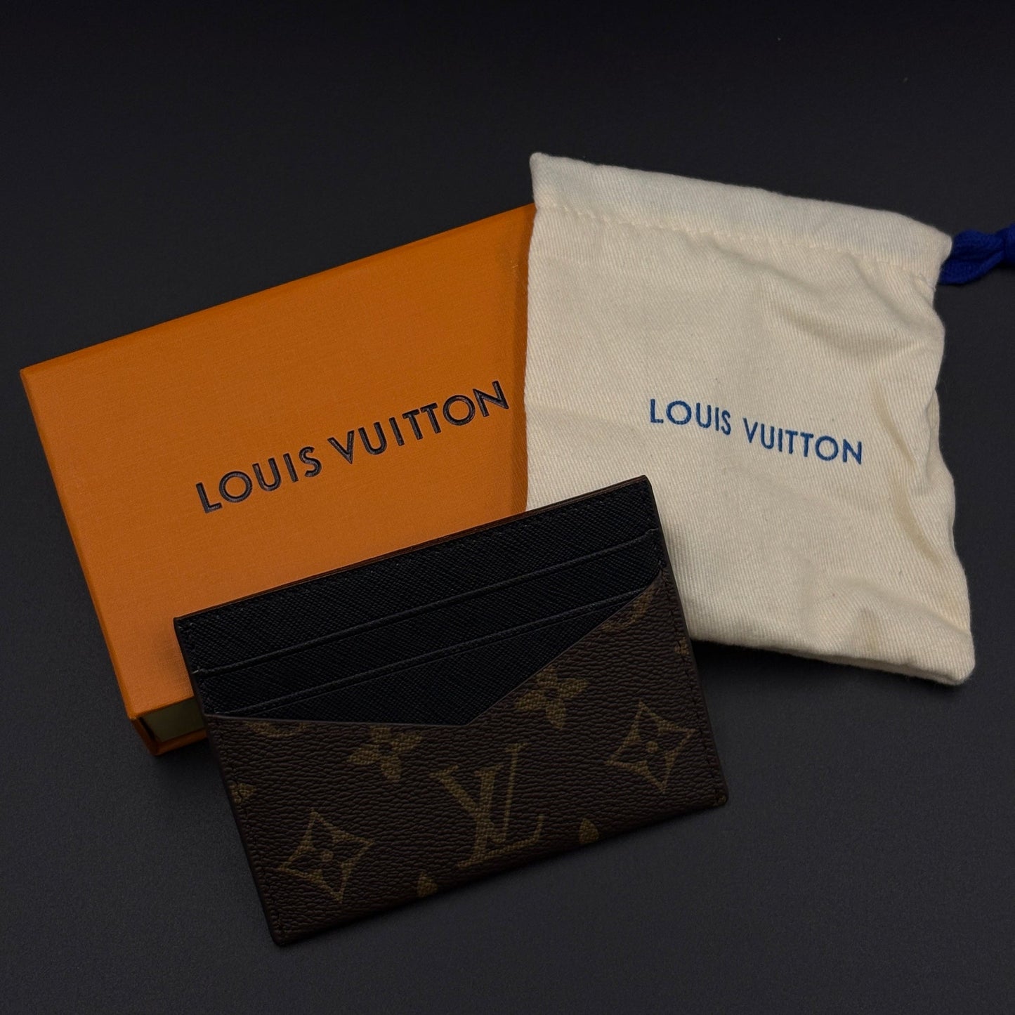 Luxury Fashion Brand Monogram 2-Sided Card Holder Wallet with Box