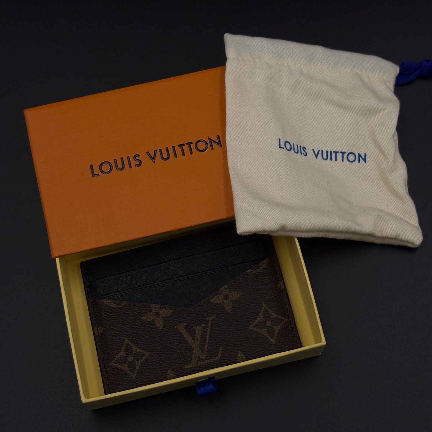 Luxury Fashion Brand Monogram 2-Sided Card Holder Wallet with Box