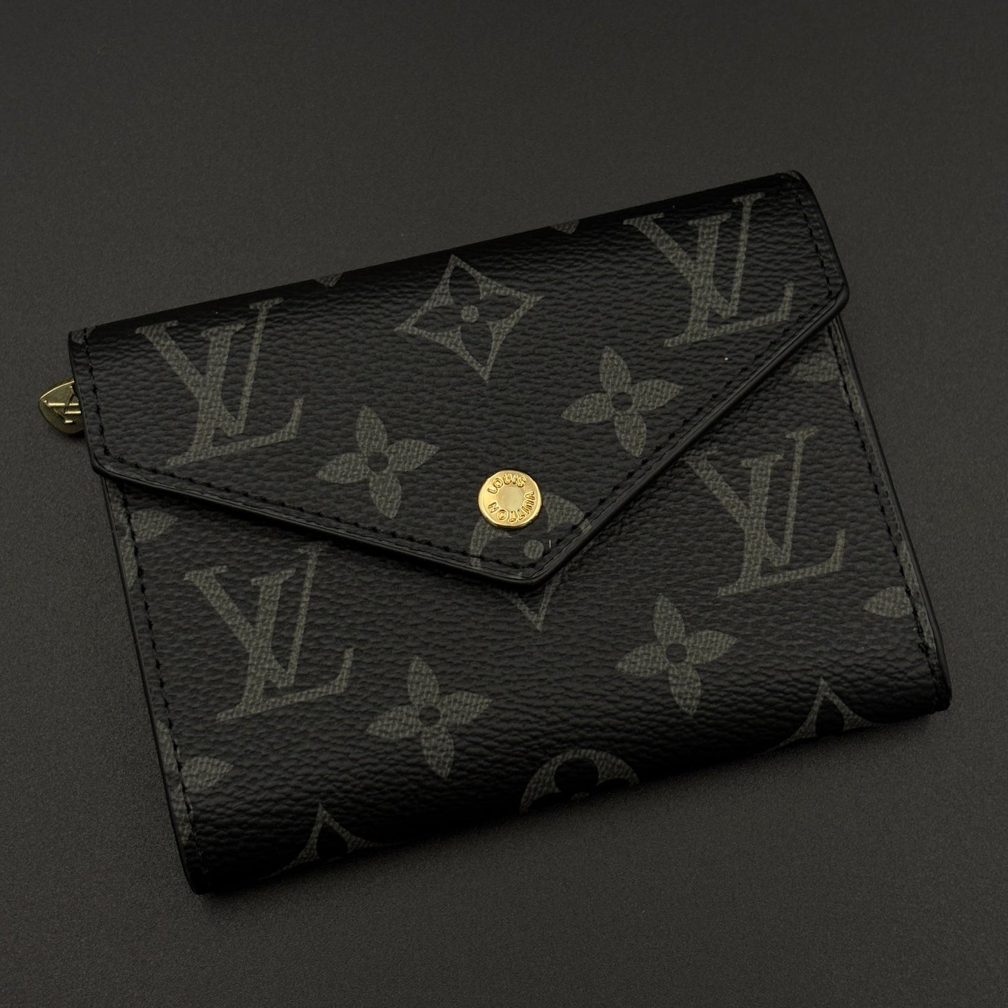 Luxury Fashion Brand Monogram Card Holder Wallet with Flap Closure with Box