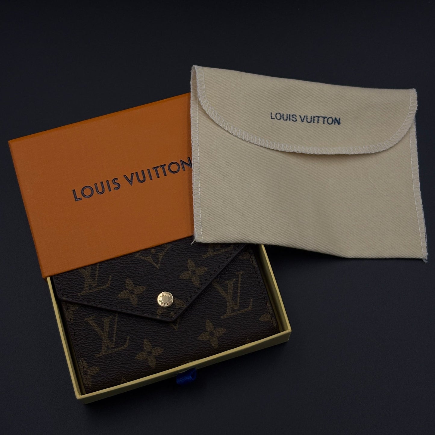 Luxury Fashion Brand Monogram Card Holder Wallet with Flap Closure with Box