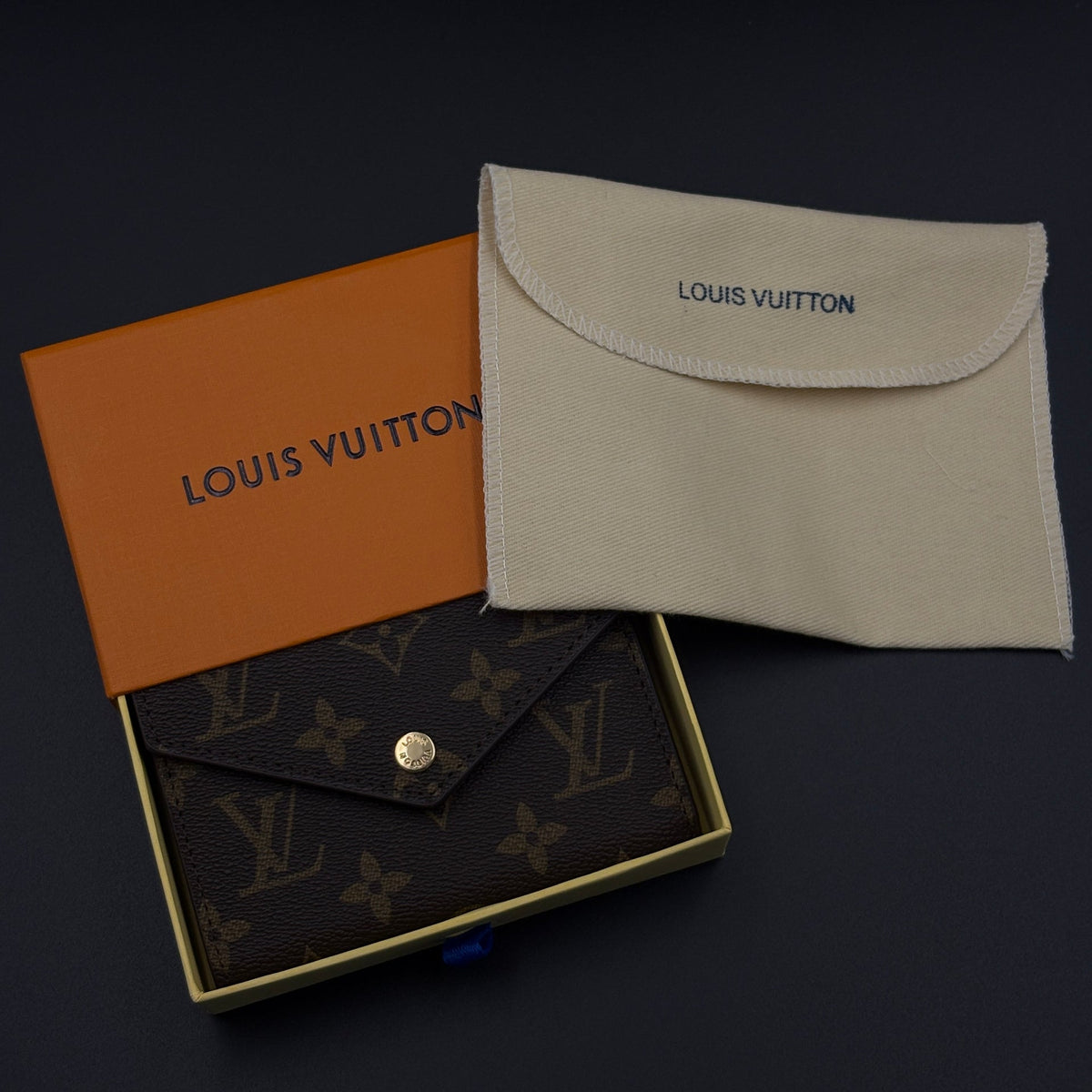 Luxury Fashion Brand Monogram Card Holder Wallet with Flap Closure with Box
