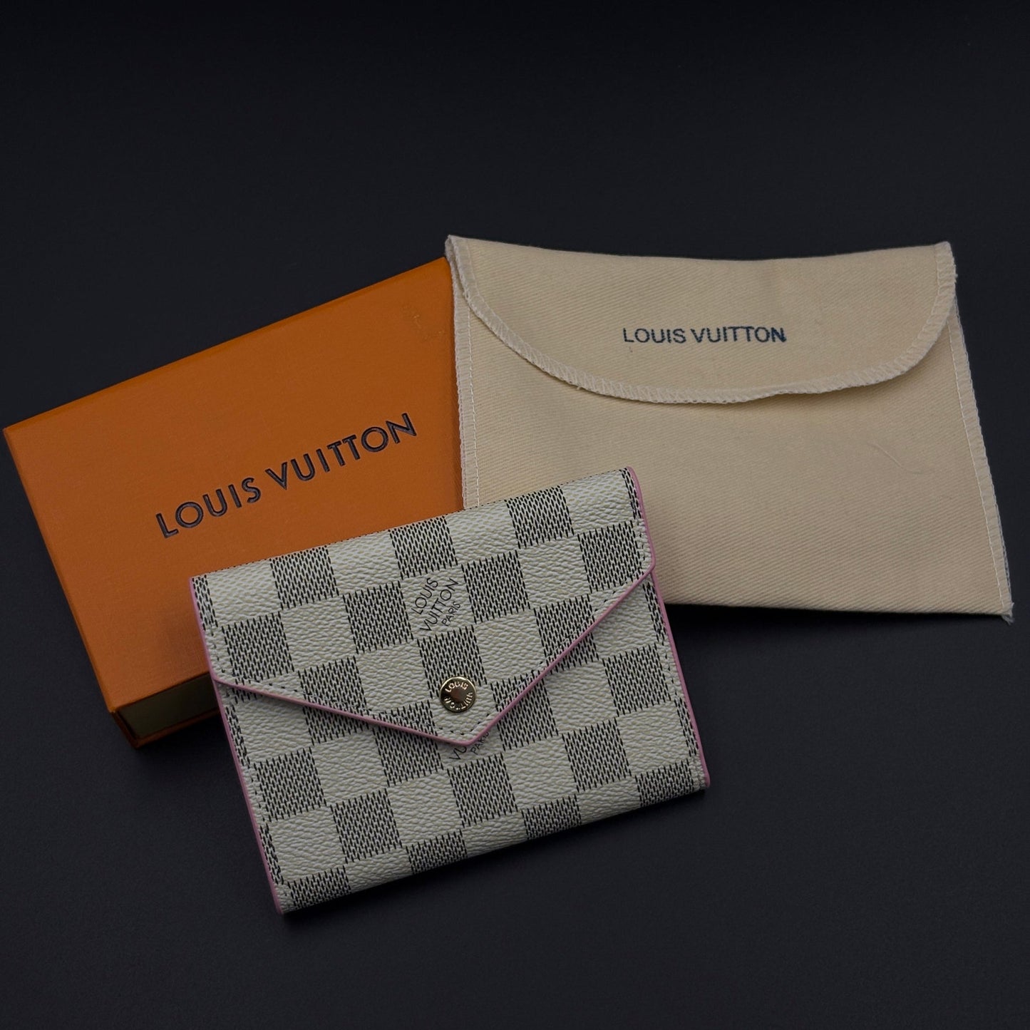 Luxury Fashion Brand Monogram Card Holder Wallet with Flap Closure with Box