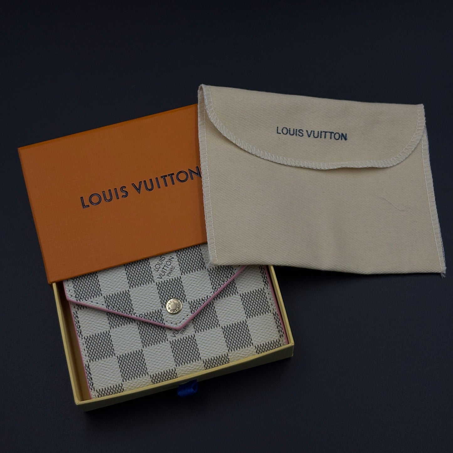 Luxury Fashion Brand Monogram Card Holder Wallet with Flap Closure with Box
