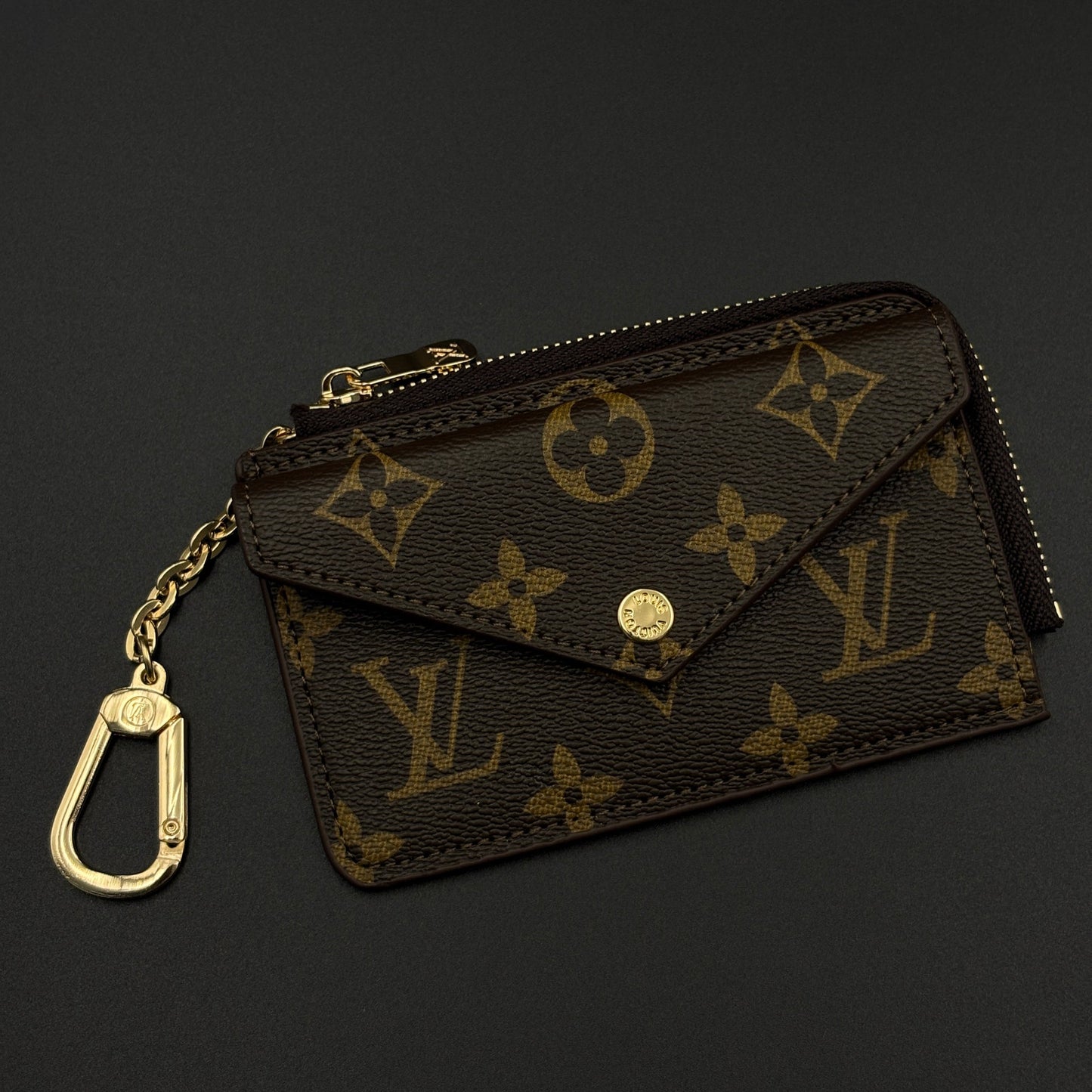 Luxury Fashion Brand Monogram Recto Verso Card Holder with Chain Hook with Box