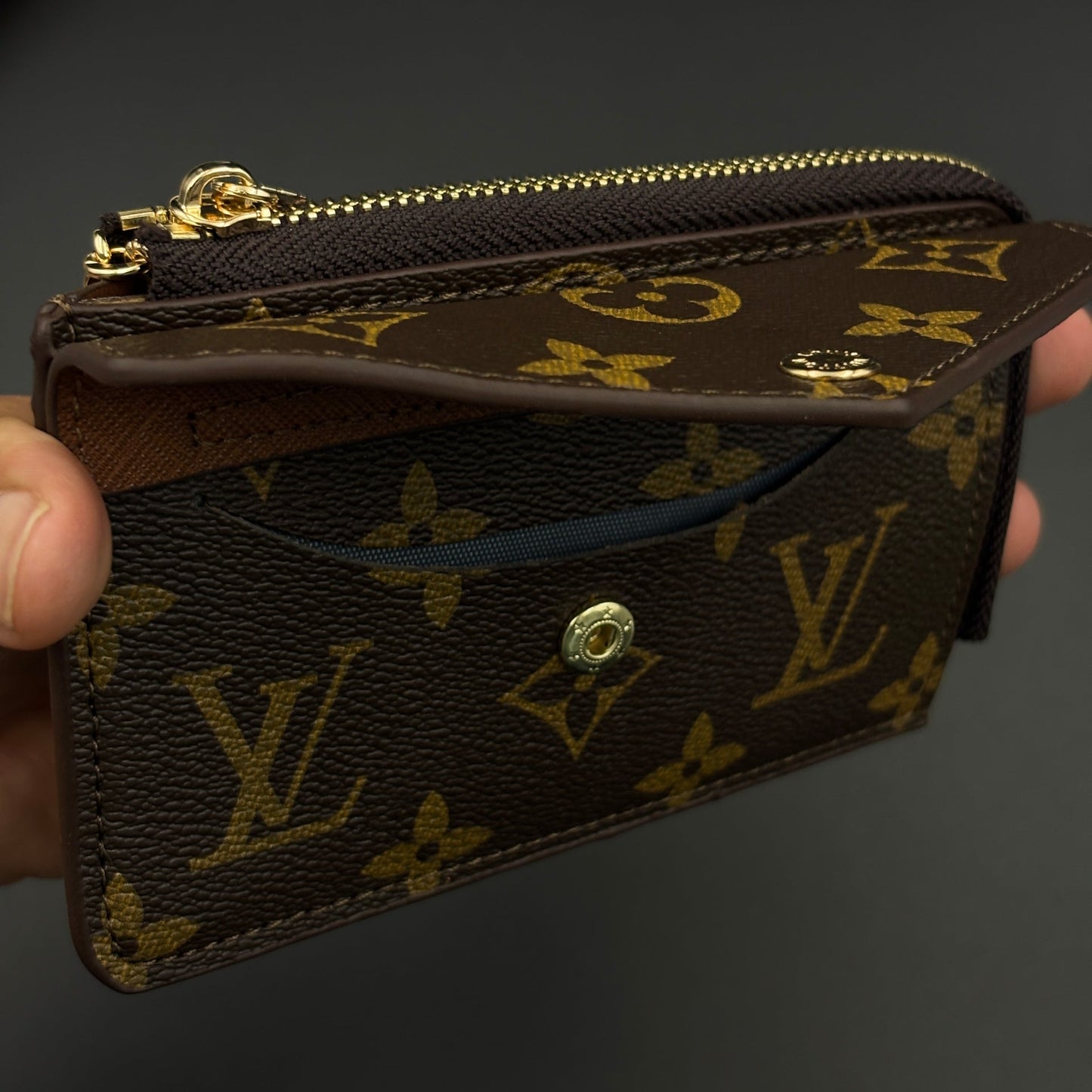 Luxury Fashion Brand Monogram Recto Verso Card Holder with Chain Hook with Box