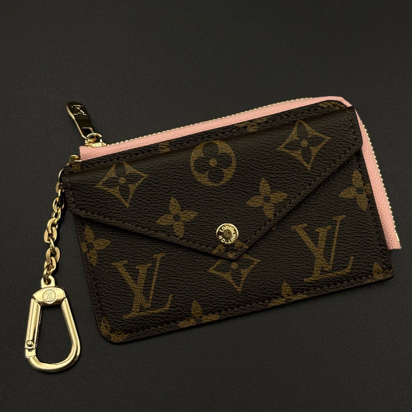 Luxury Fashion Brand Monogram Recto Verso Card Holder with Chain Hook with Box