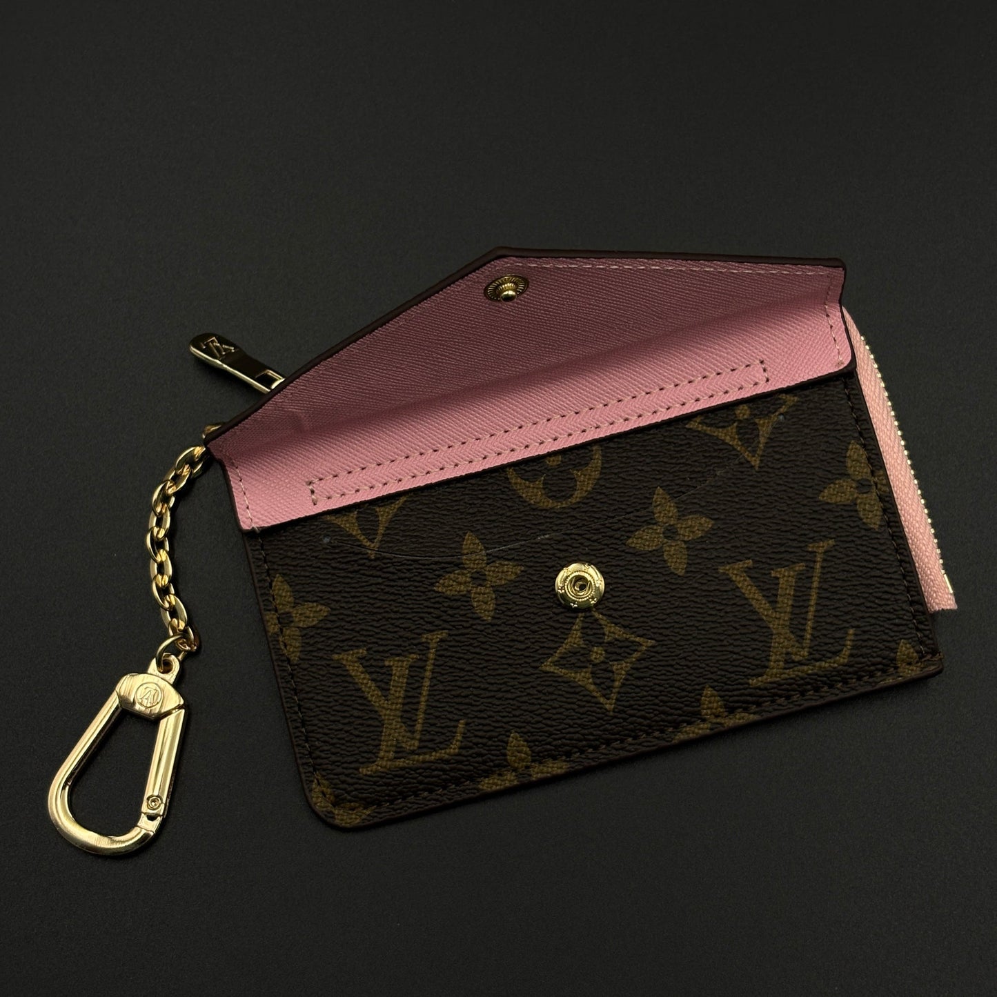 Luxury Fashion Brand Monogram Recto Verso Card Holder with Chain Hook with Box