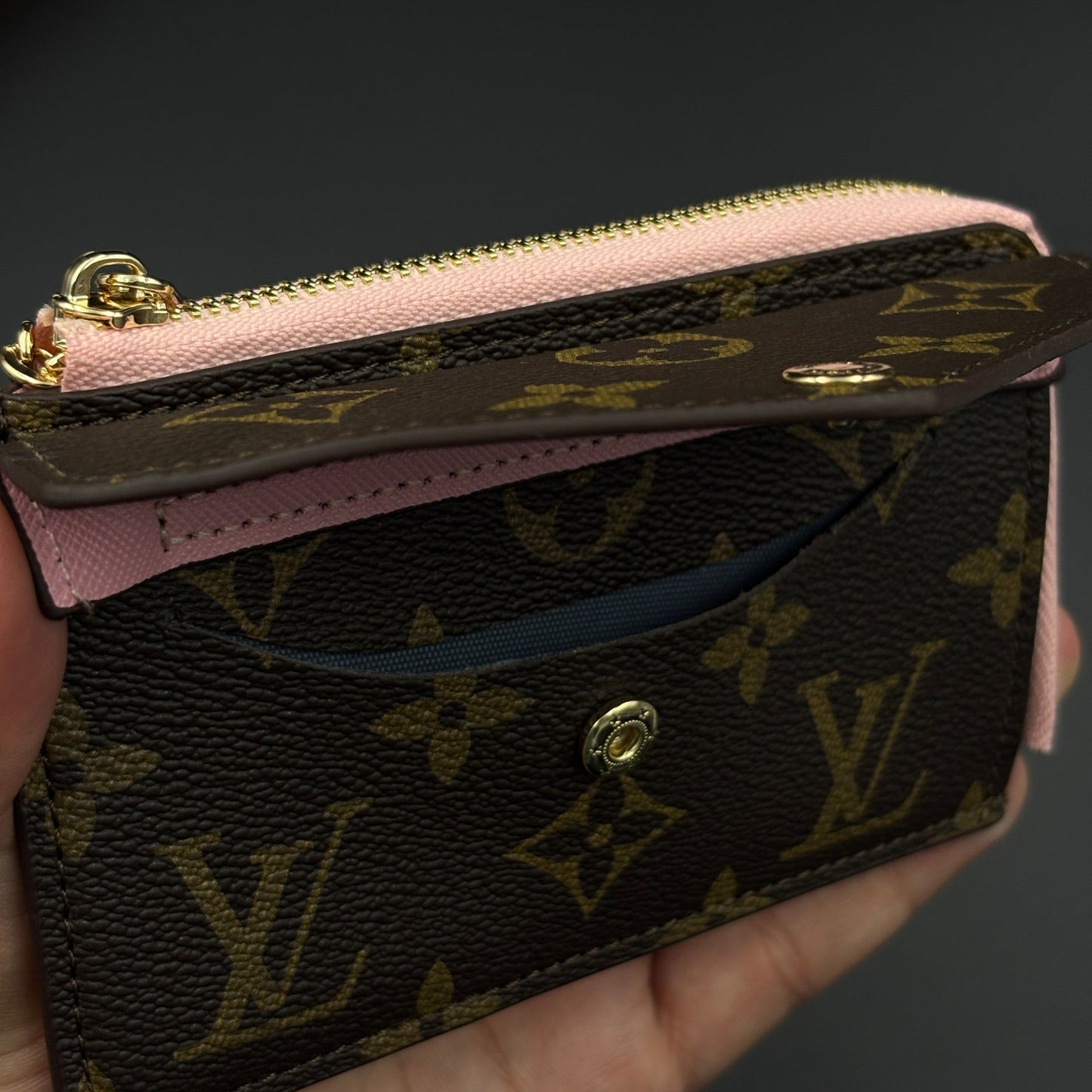 Luxury Fashion Brand Monogram Recto Verso Card Holder with Chain Hook with Box