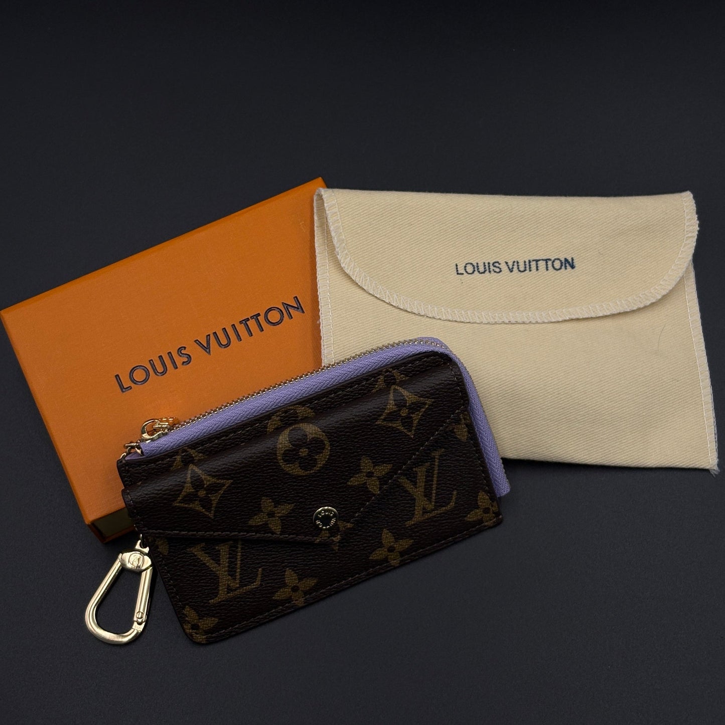 Luxury Fashion Brand Monogram Recto Verso Card Holder with Chain Hook with Box