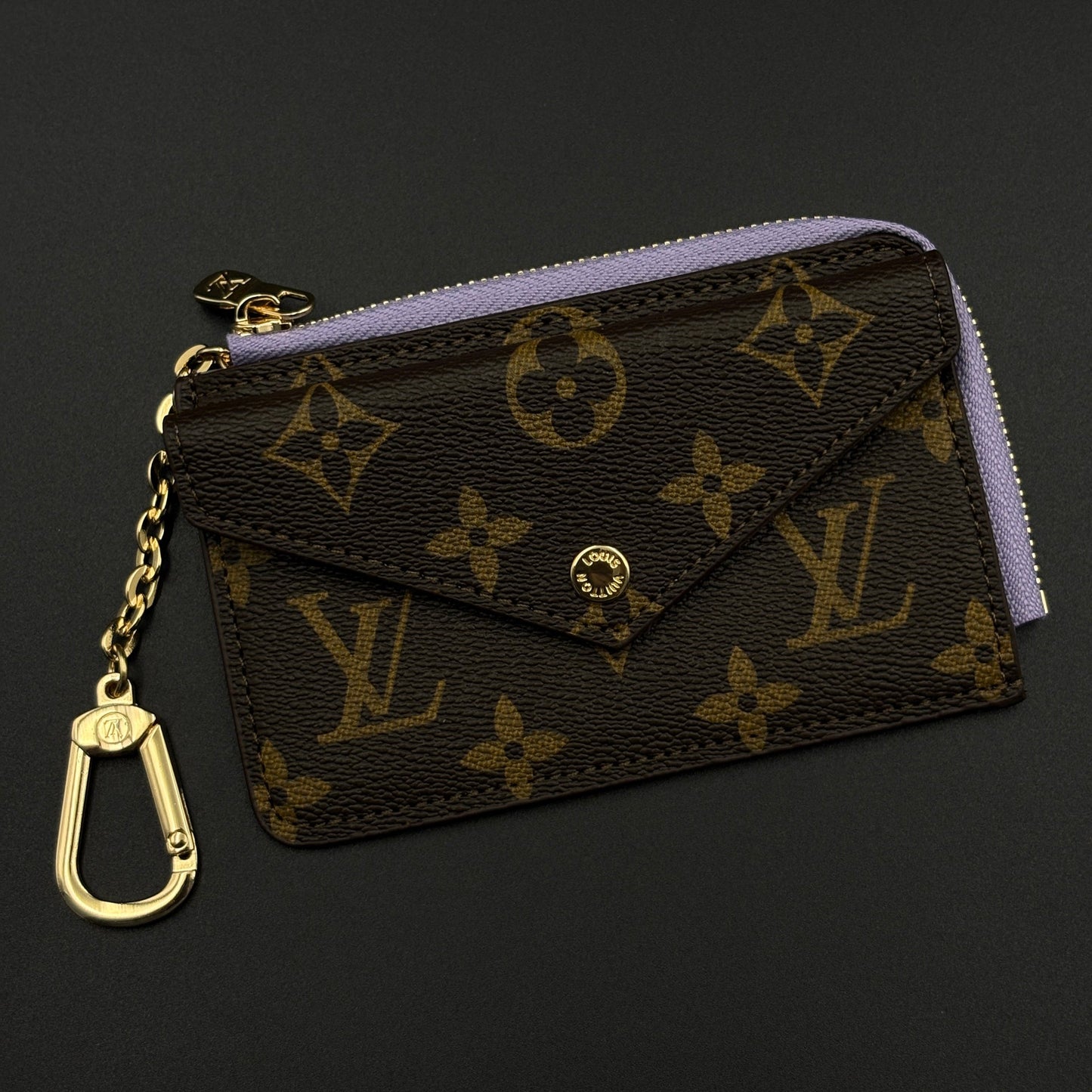 Luxury Fashion Brand Monogram Recto Verso Card Holder with Chain Hook with Box