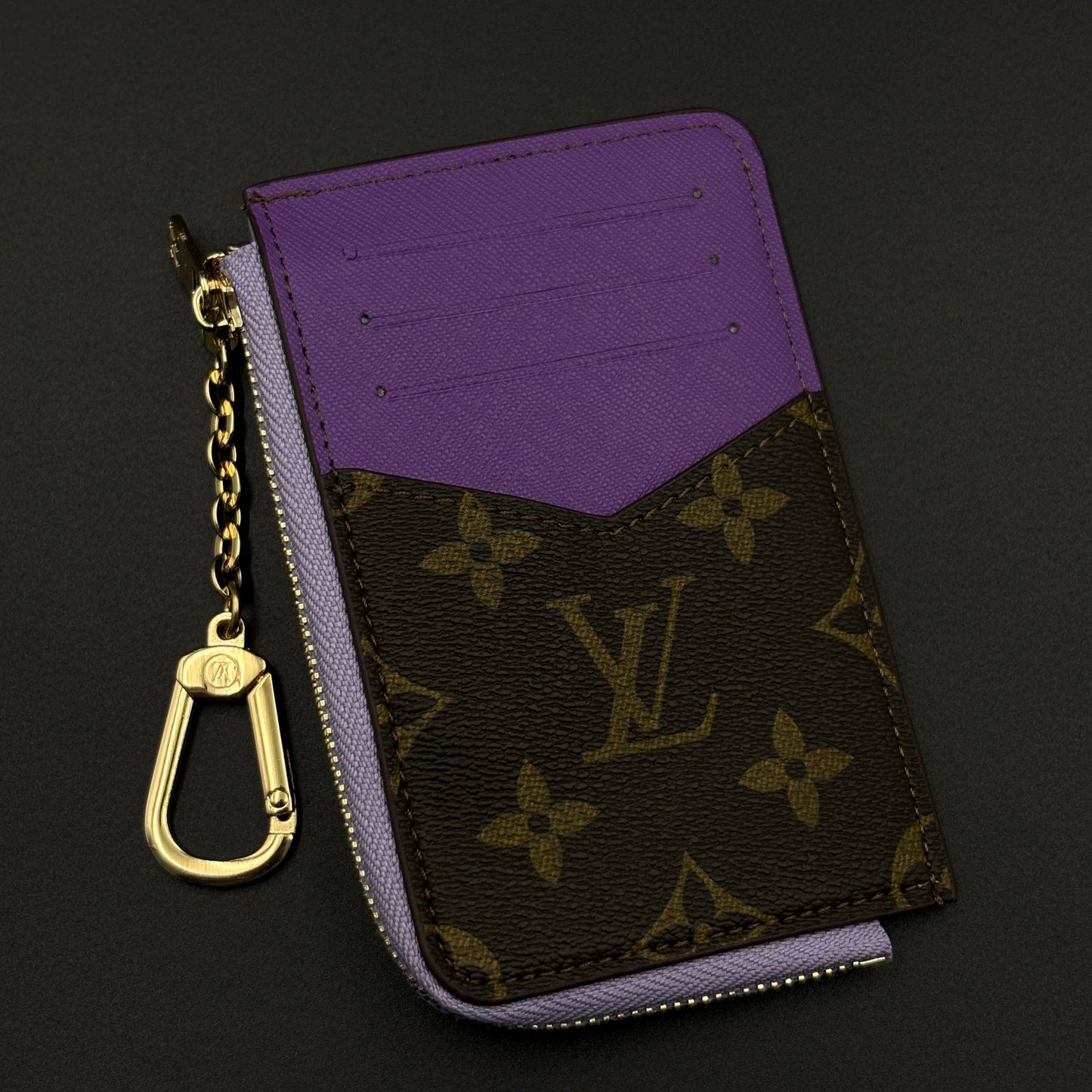 Luxury Fashion Brand Monogram Recto Verso Card Holder with Chain Hook with Box