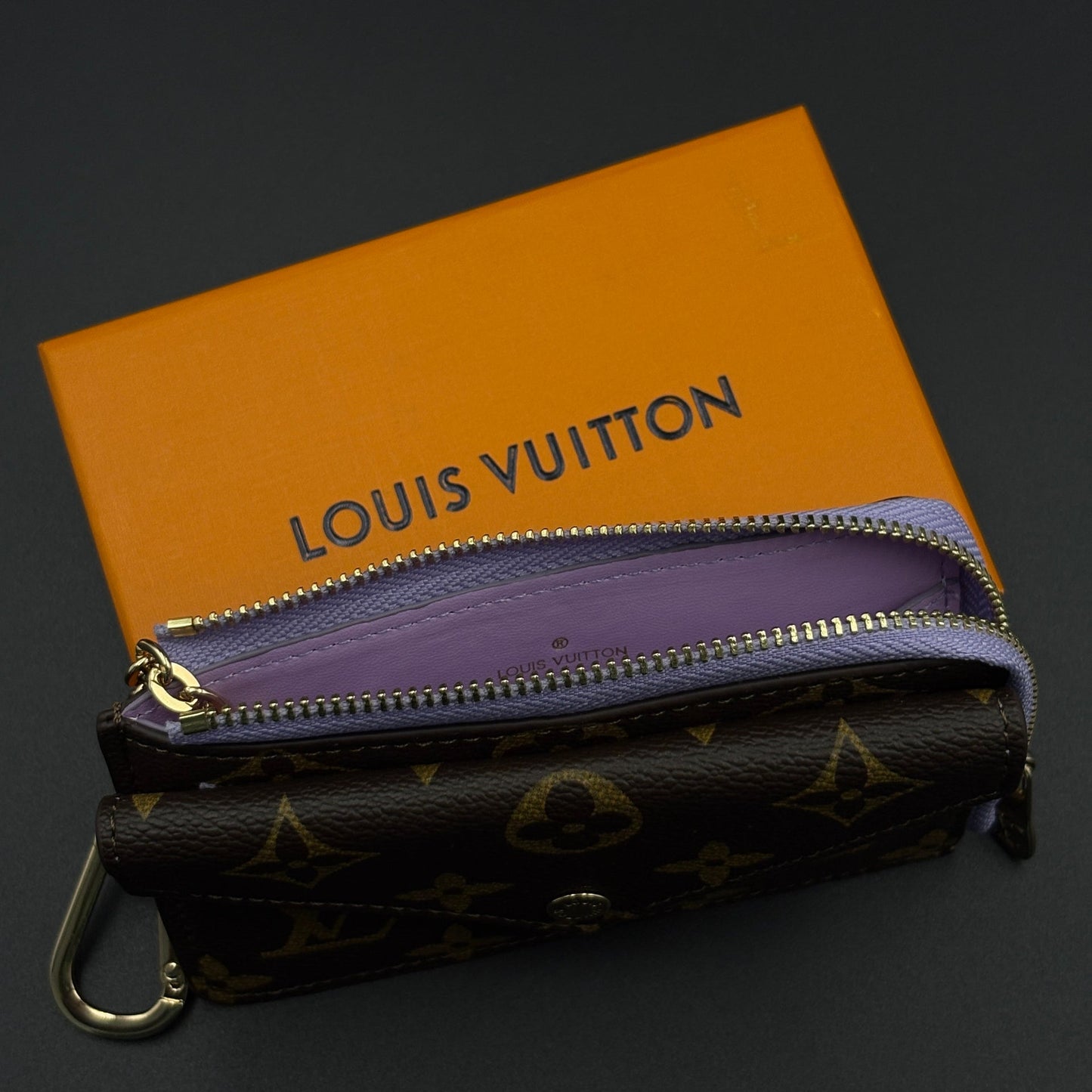 Luxury Fashion Brand Monogram Recto Verso Card Holder with Chain Hook with Box