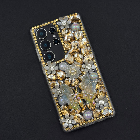 Bling Butterfly & Flower Phone Case for Samsung Galaxy S25 Ultra | Luxury Rhinestone Crystal