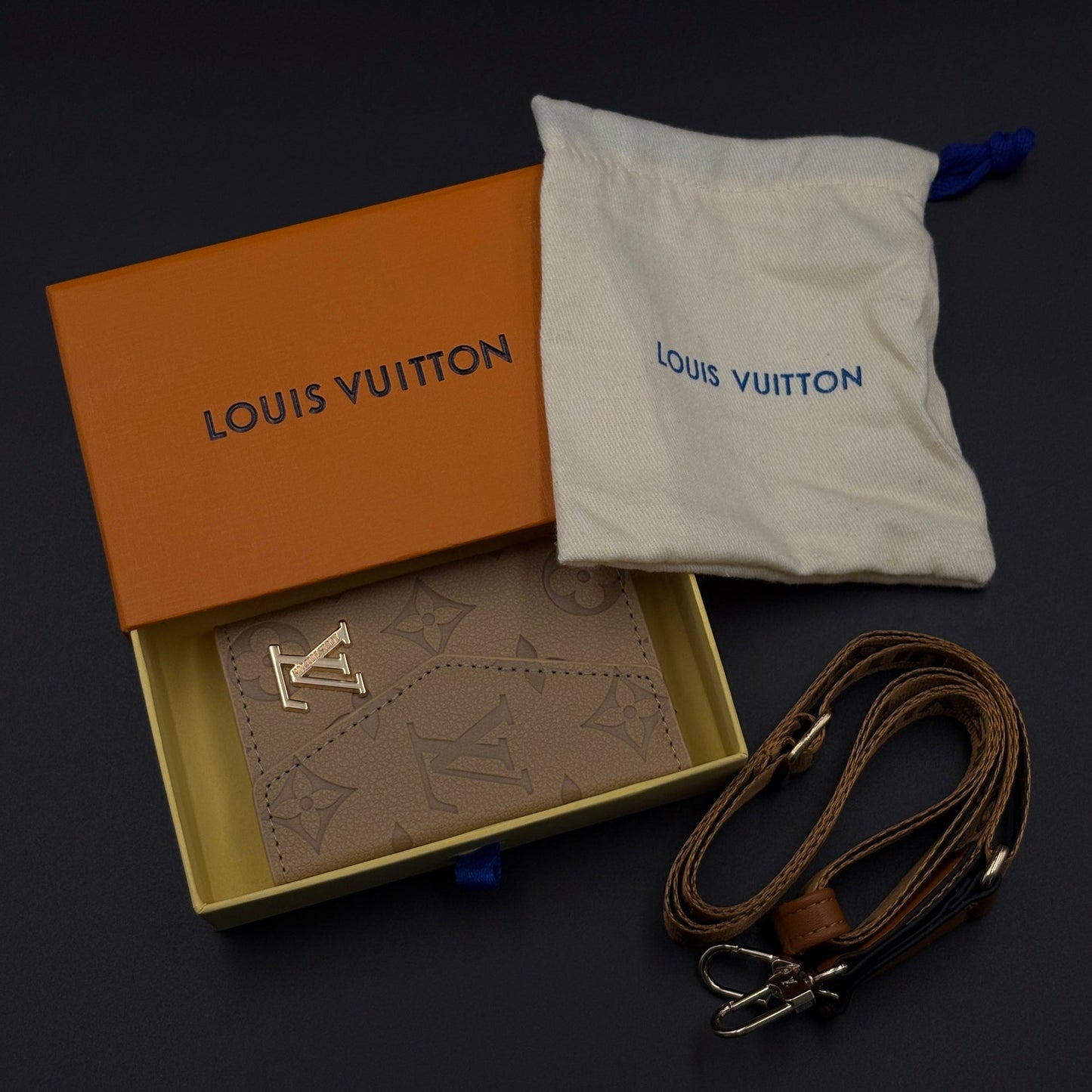 Luxury Fashion Brand Monogram Empreinte Victorine Wallet Card Holder Strap with Box
