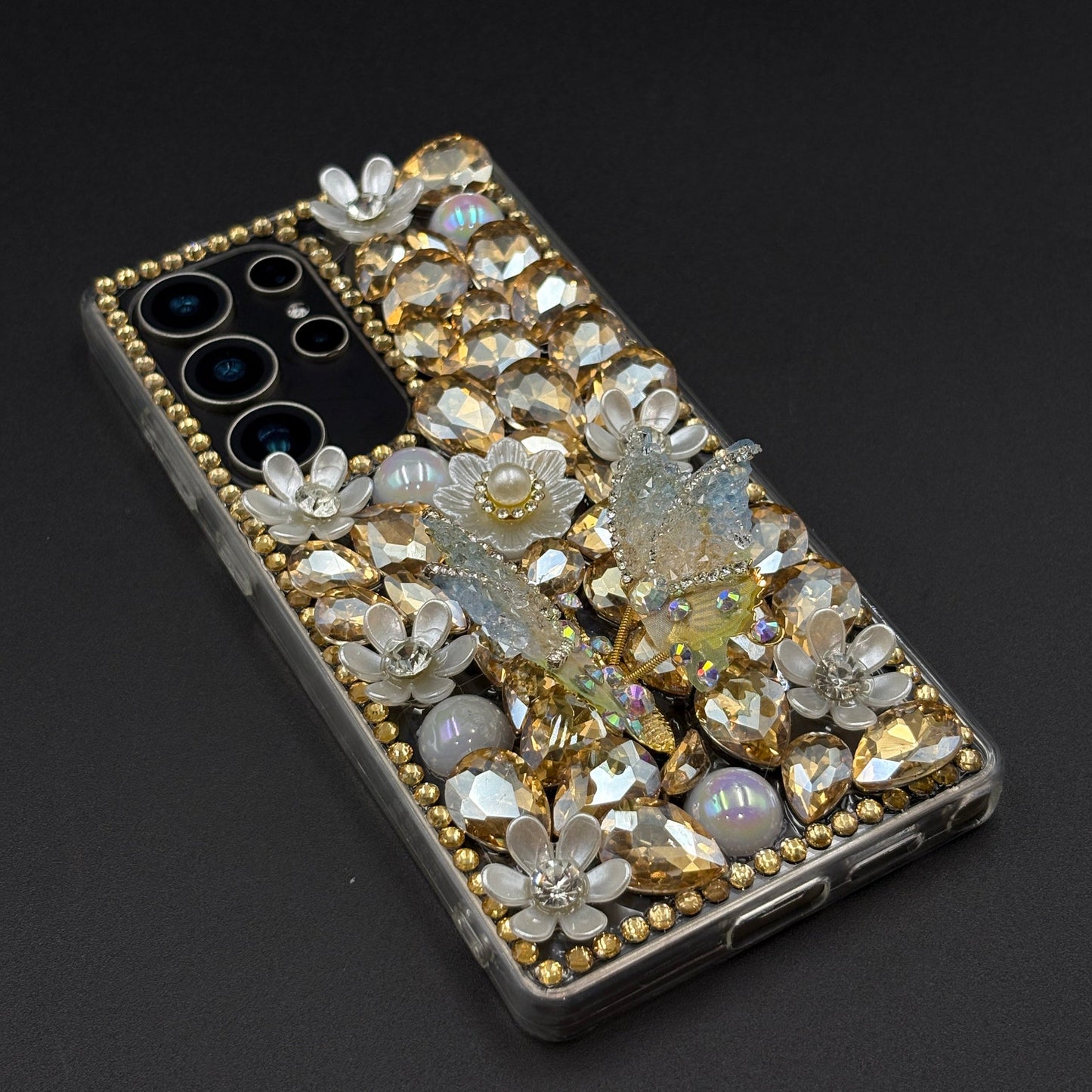 Bling Butterfly & Flower Phone Case for Samsung Galaxy S25 Ultra | Luxury Rhinestone Crystal